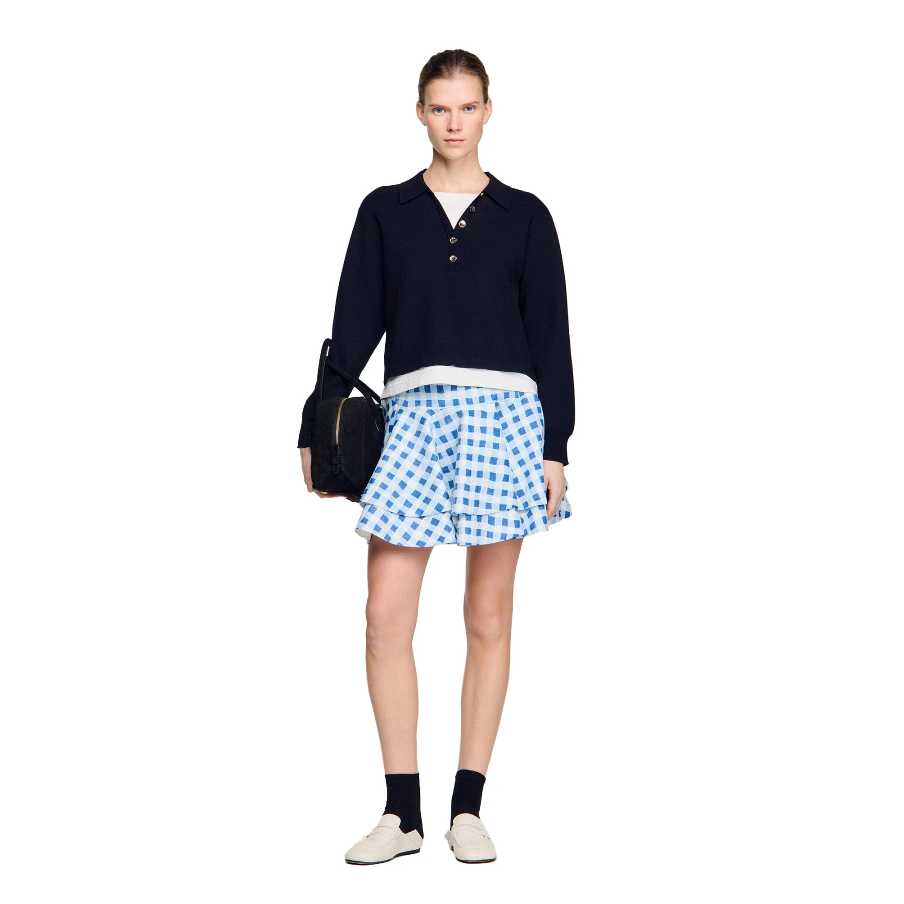 Metal Button Layered Collar Sweater Gallery