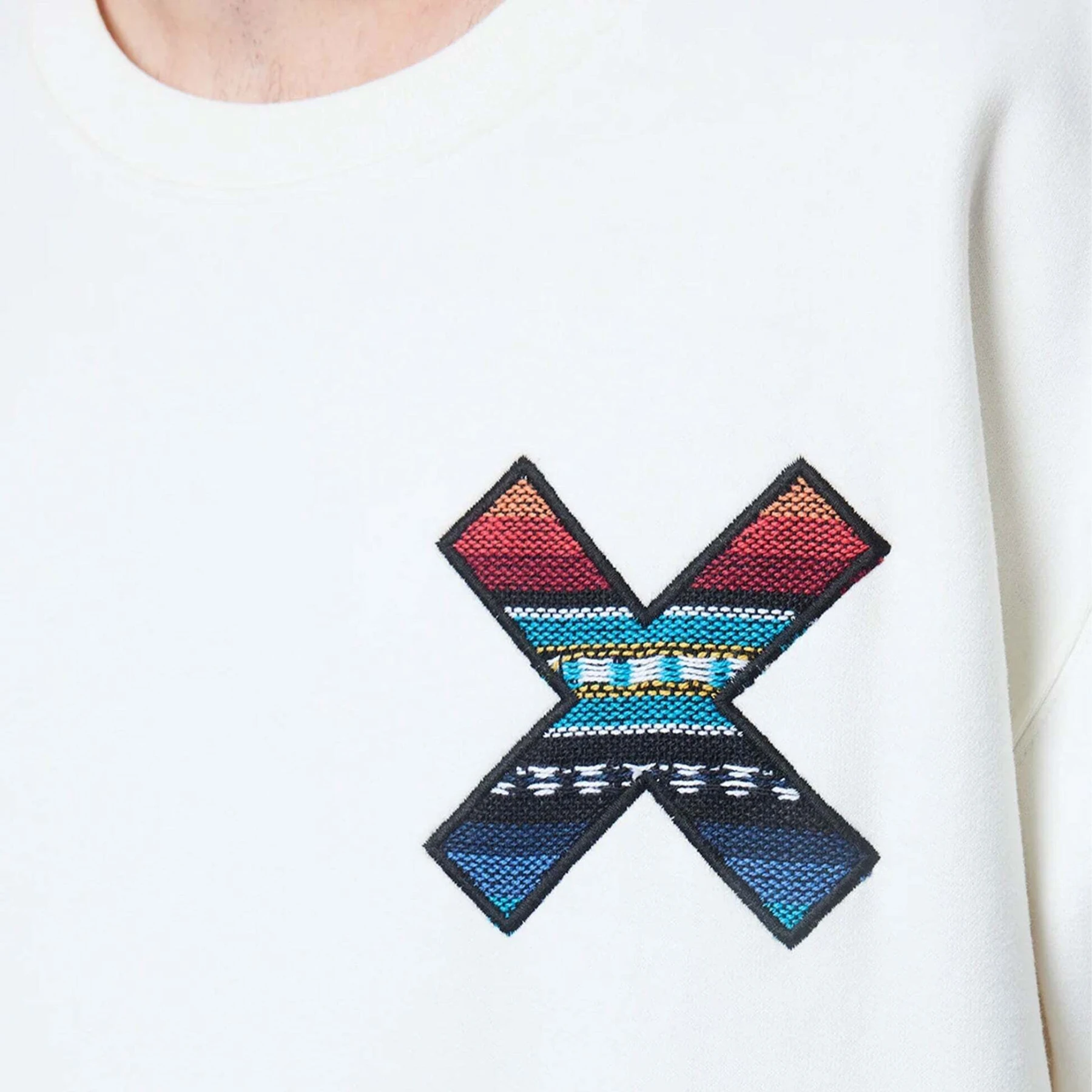 Classic X Embroidered Crew Neck Sweatshirt - White Gallery