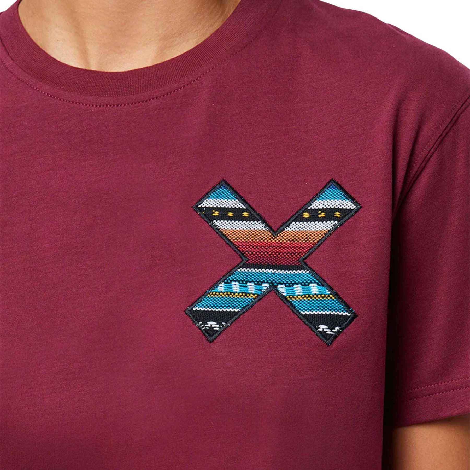 Short Sleeve X Embroidered T-shirt - Bordeaux Gallery