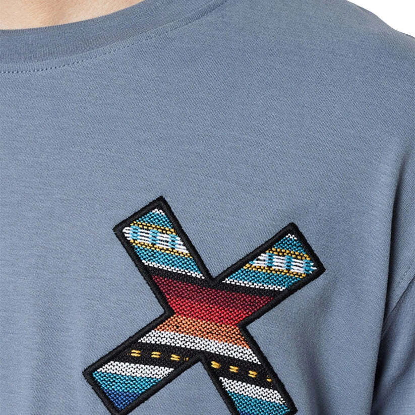 Short Sleeve X Embroidered T-shirt - Blue Gallery