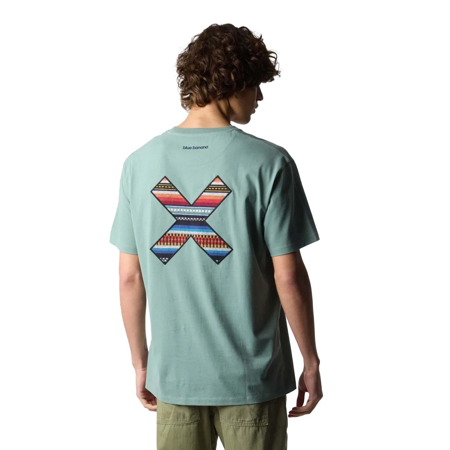 Short Sleeve T-shirt with Coloured X Embroidery on the Chest Gallery