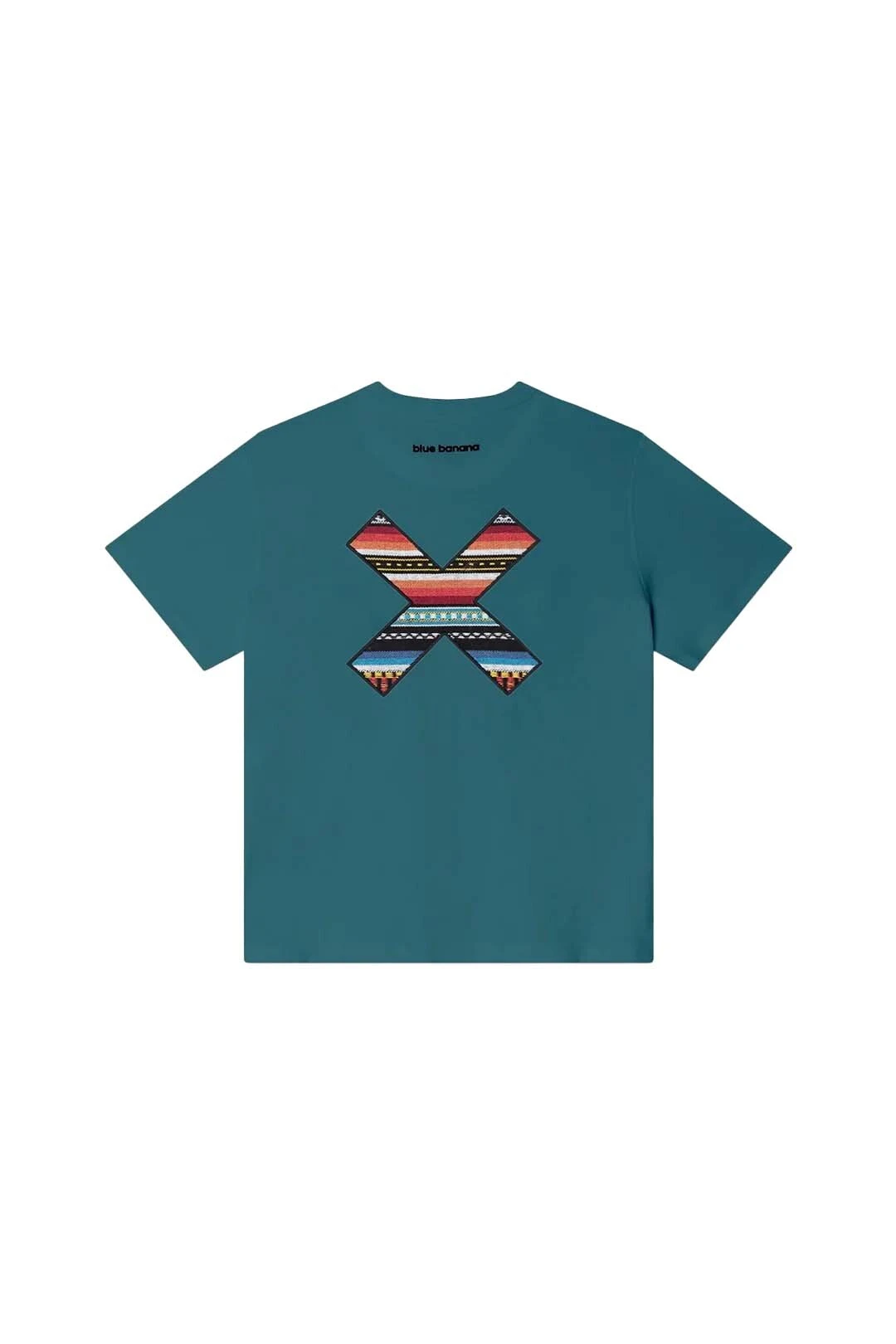 Short Sleeve T-shirt with Coloured X Embroidery - Green Gallery
