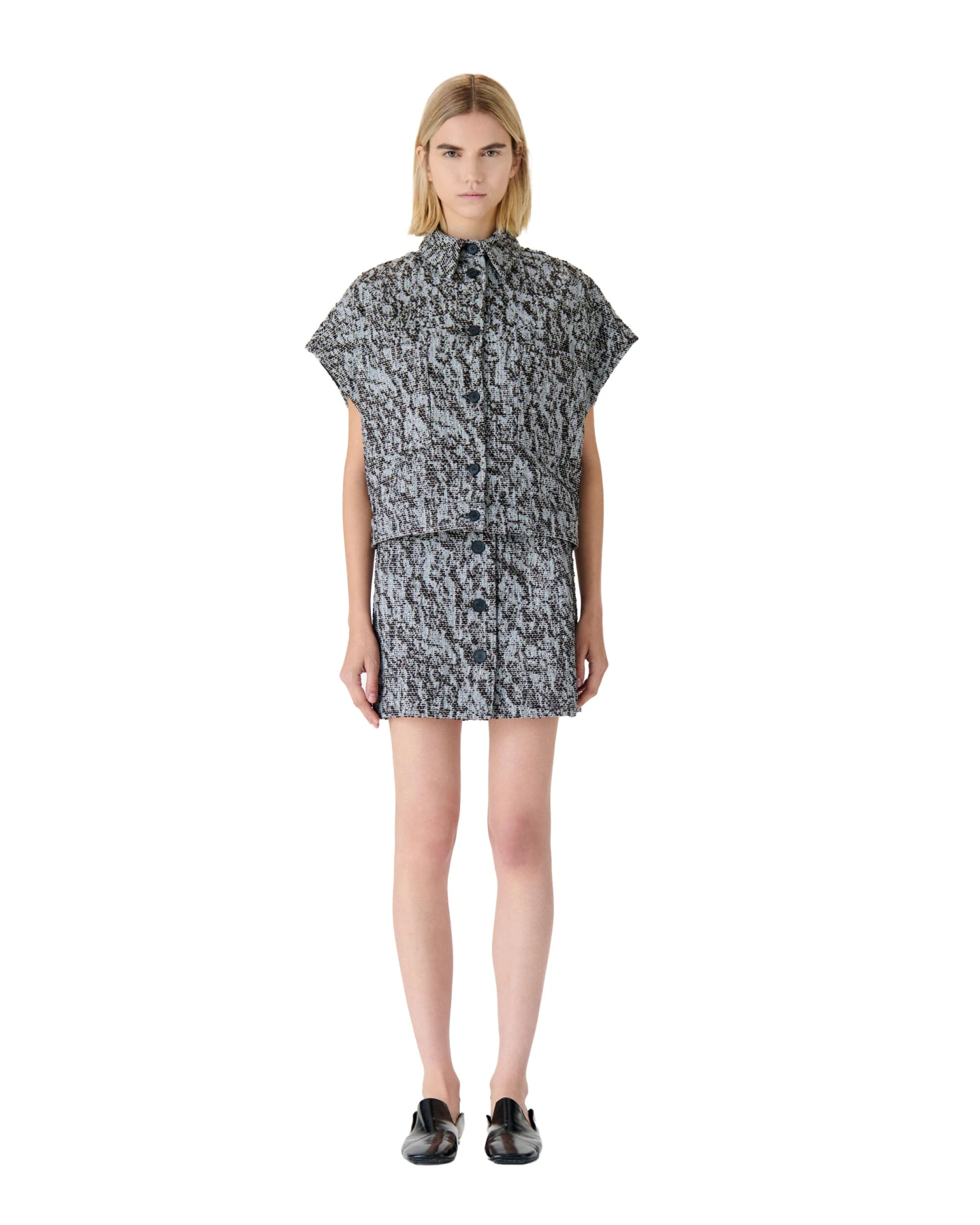 Sleeveless Tweed Overshirt Gallery