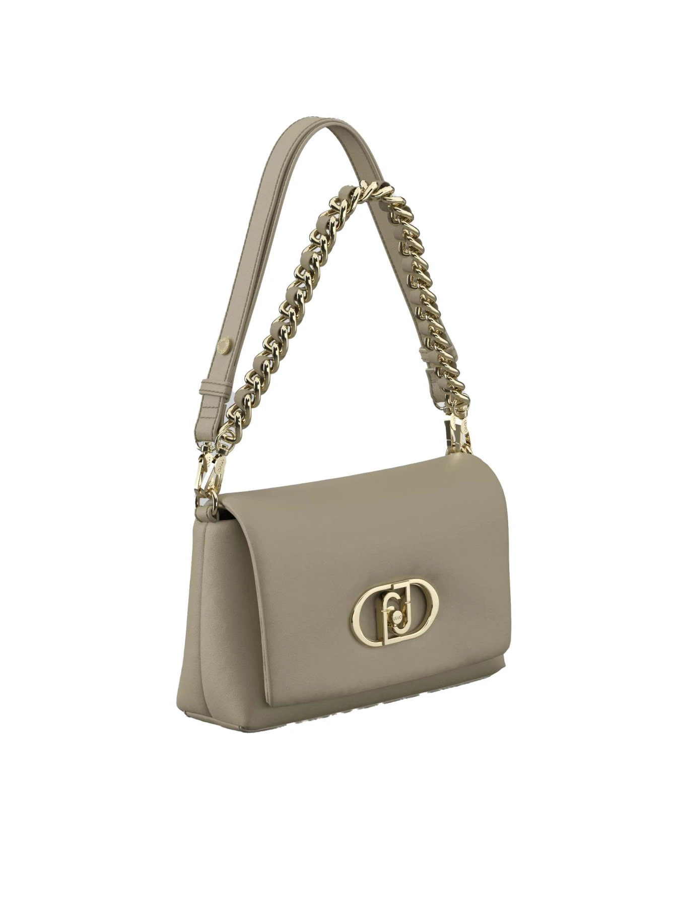 Padded Shoulder Bag with Gold Chain and Logo Hardware Gallery