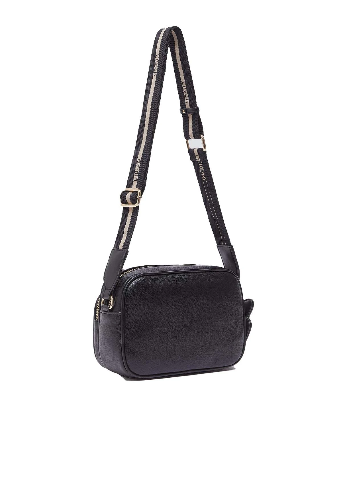 Leather Double Zip Crossbody Bag with Webbed Logo Strap and Butterfly Charm Gallery