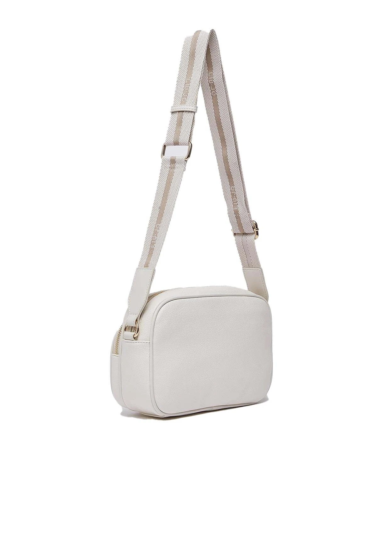 Leather Double Zip Crossbody Bag with Webbed Logo Strap and Butterfly Charm Gallery