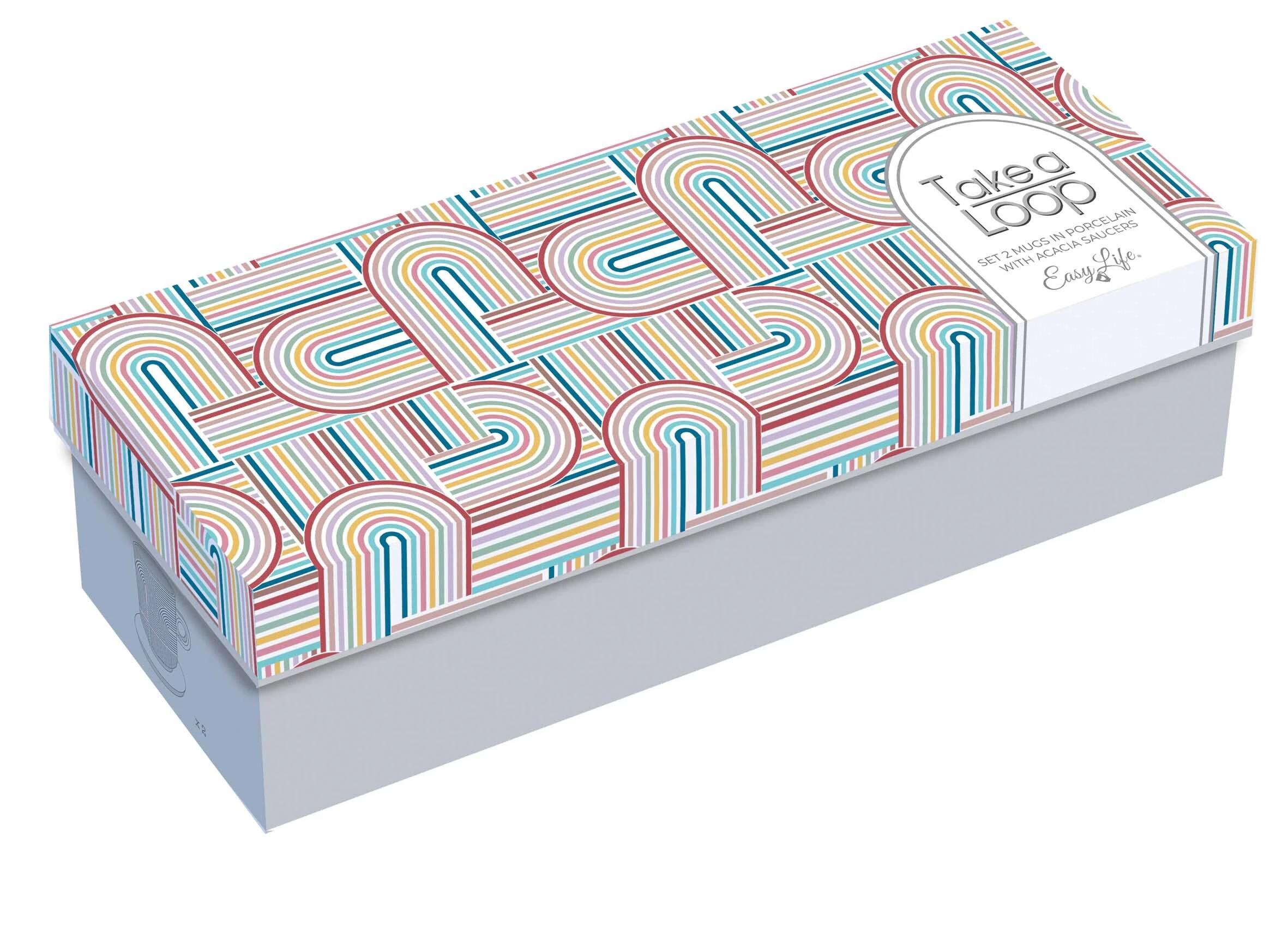 Set of 2 - Porcelain Mugs with Acacia Saucers 350ml Purple & Light green Gallery