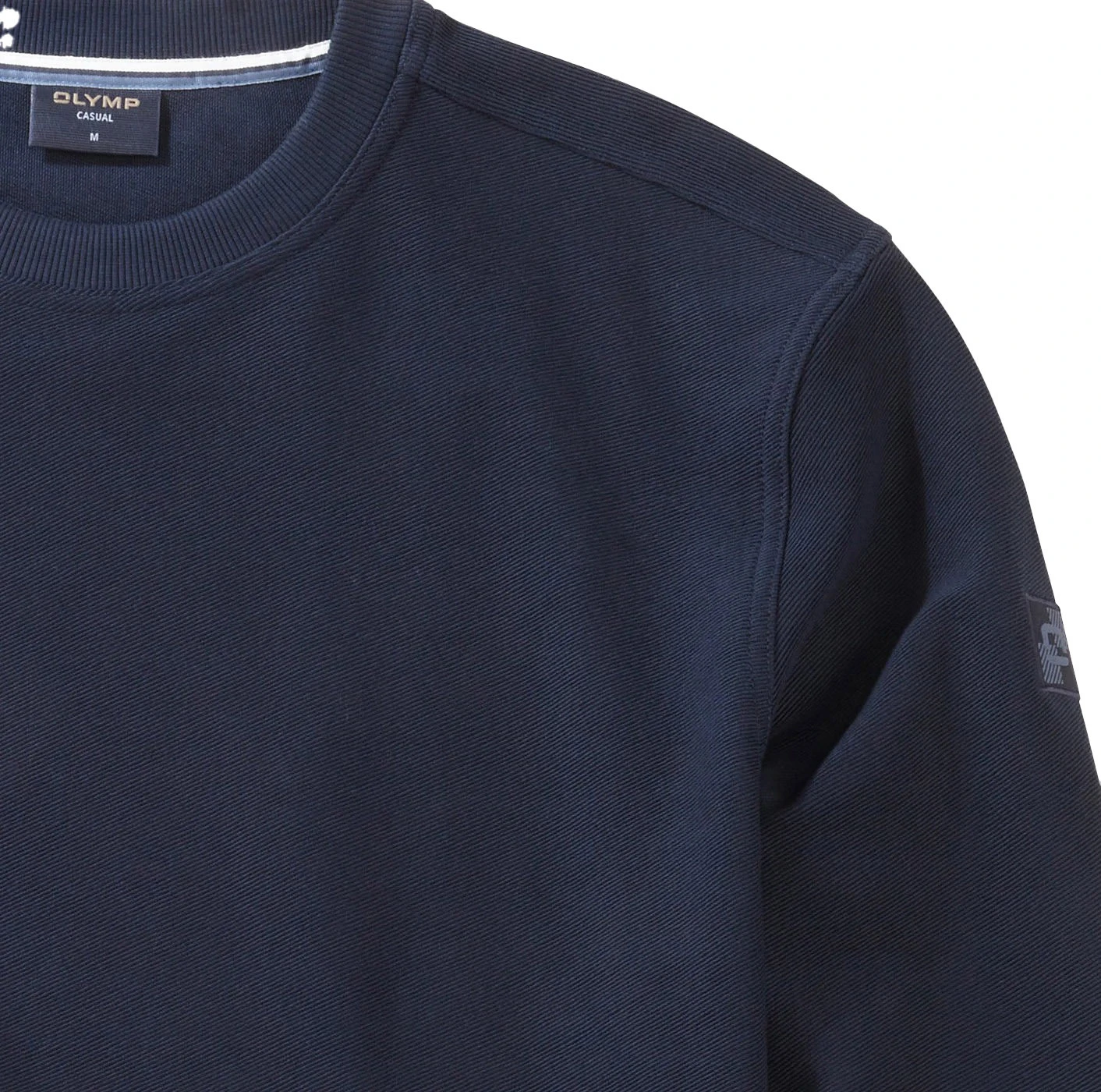 Casual Textured Knit Navy Pullover with Sleeve Logo Gallery
