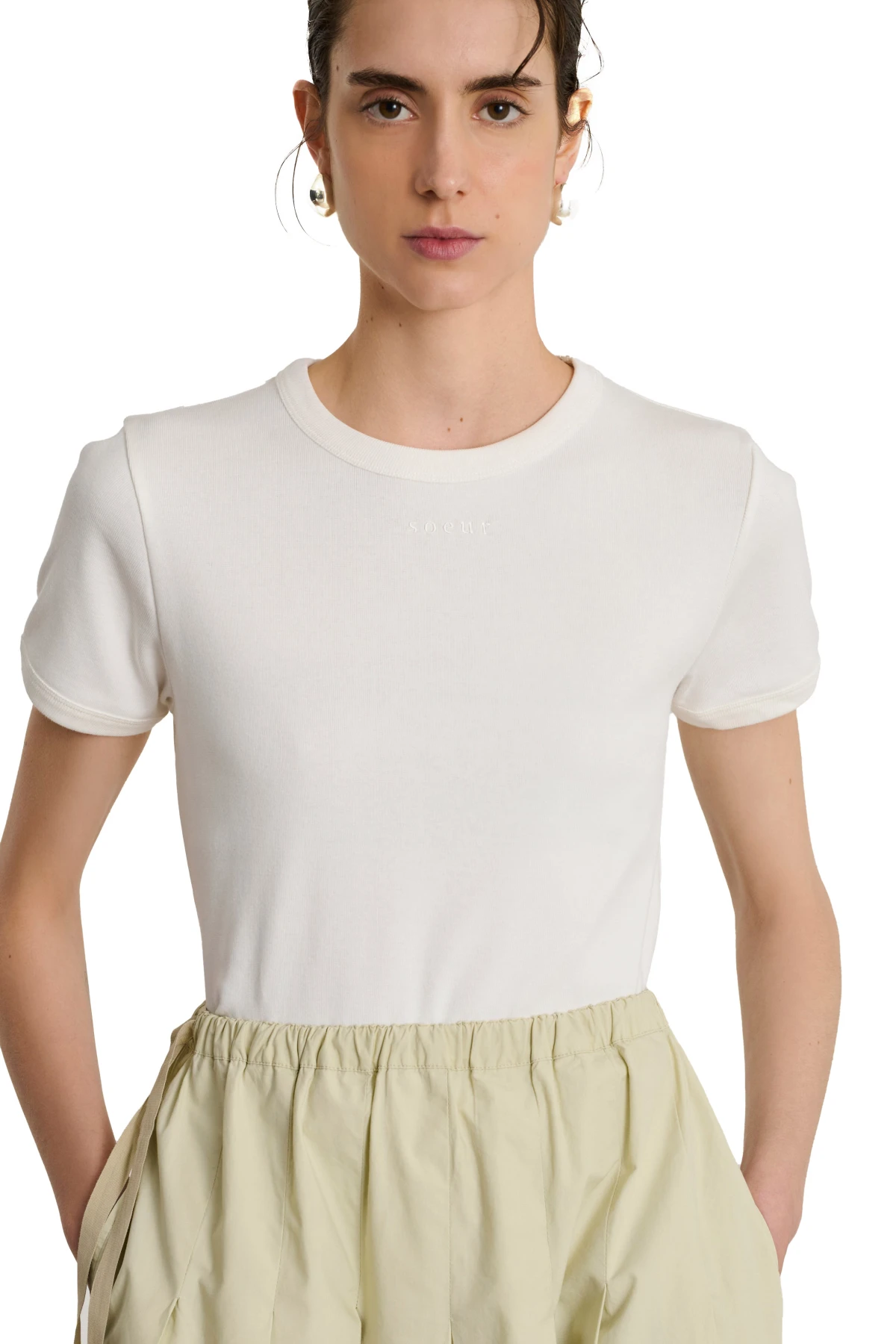 Crewneck Short-Sleeve T-shirt with Tonal Logo Detail Gallery