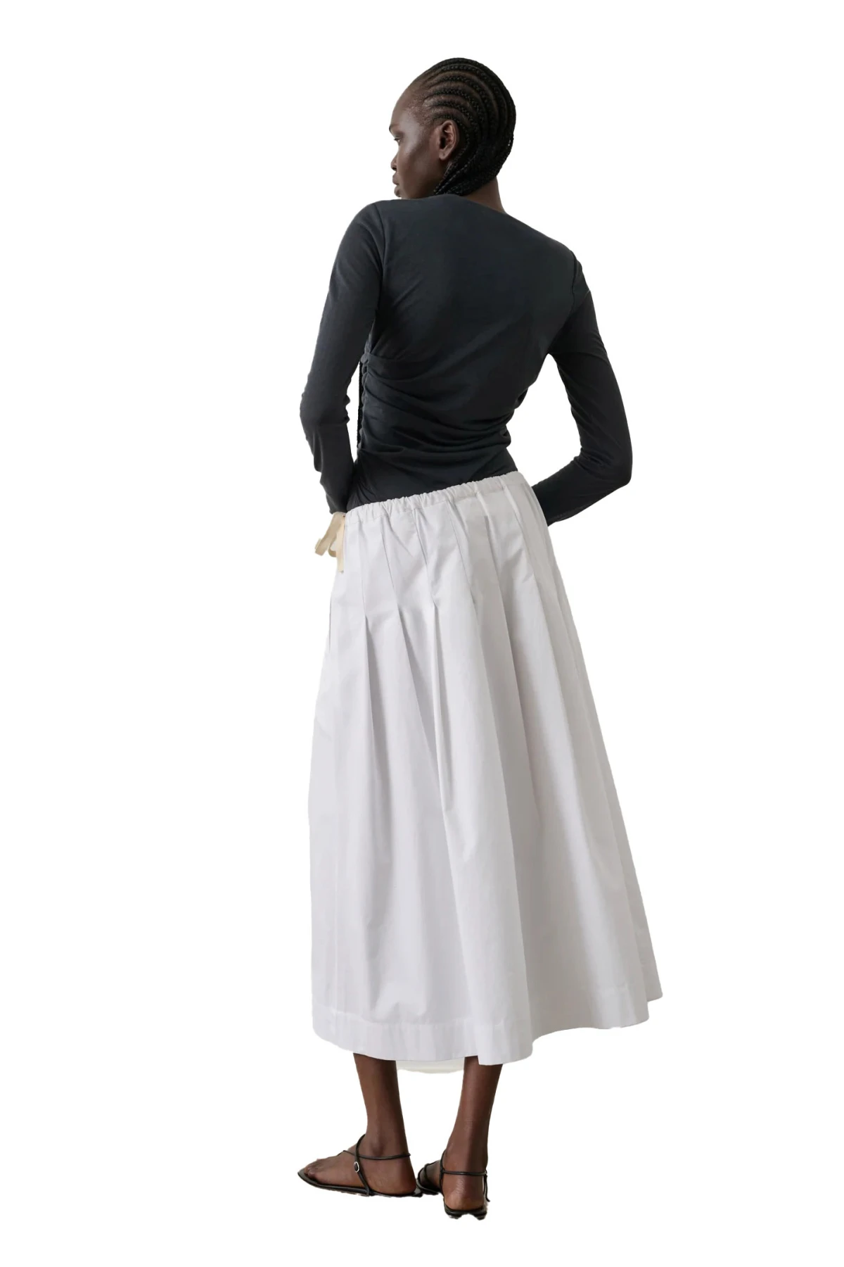 Crisp Cotton Pleated Midi Skirt Gallery