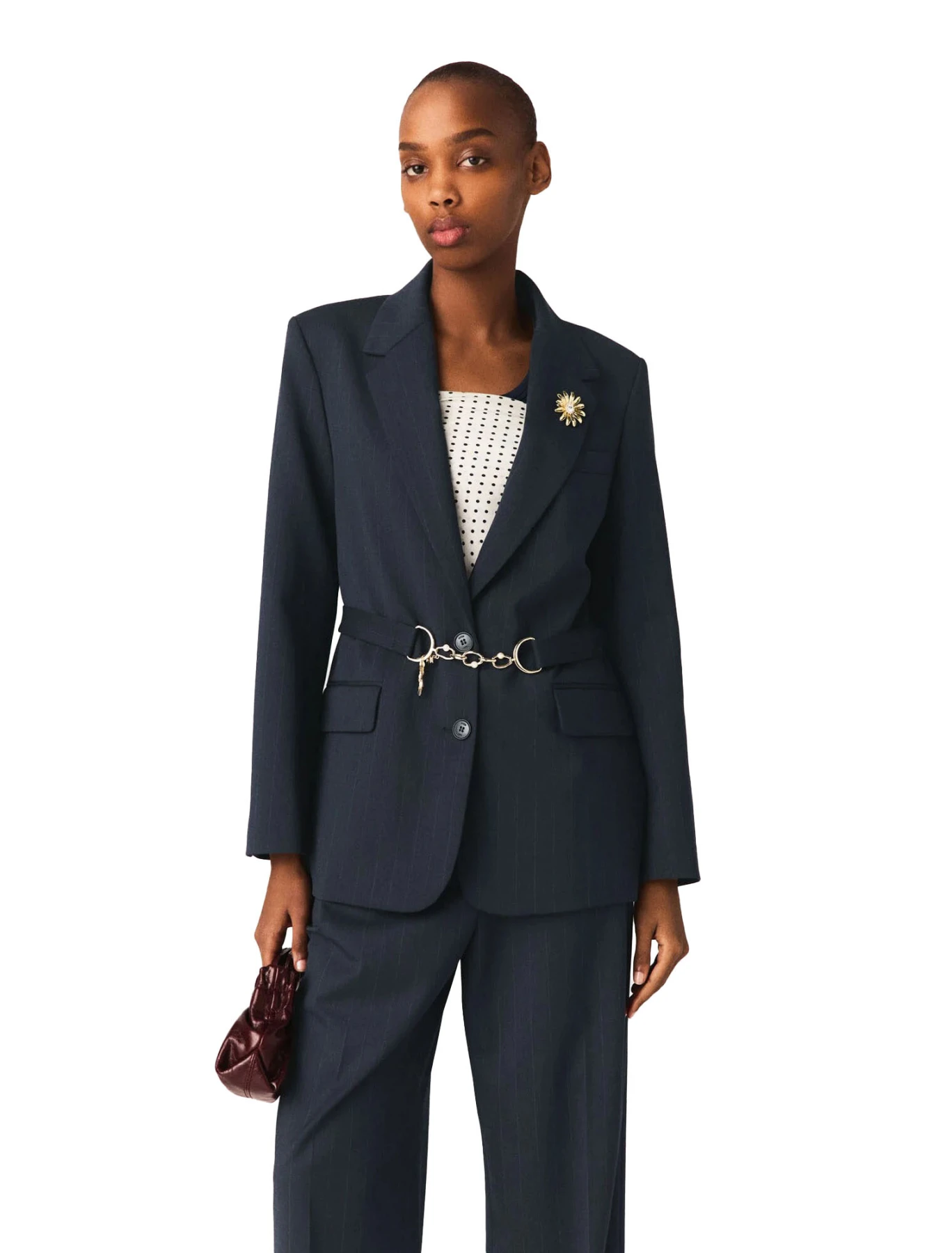 Striped Suit Jacket with Chain Closure Gallery