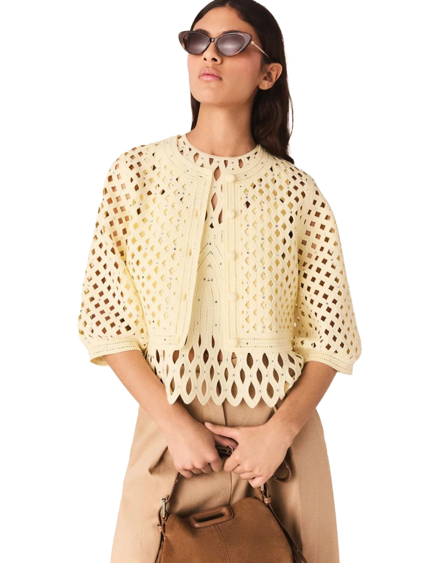 Rhinestone Crochet Cardigan Gallery