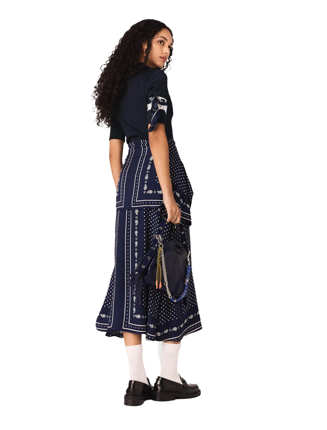 Patterned Mixed-Material Dress Gallery