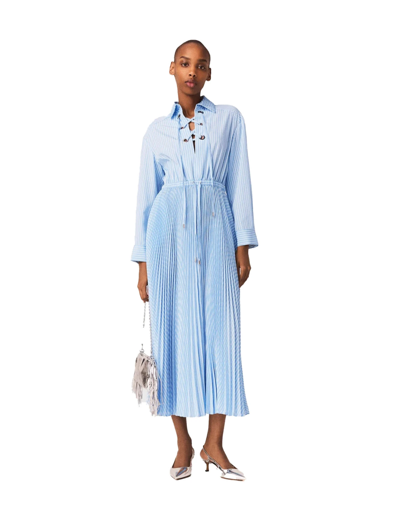 Long Pleated Dress With Eyelets Gallery