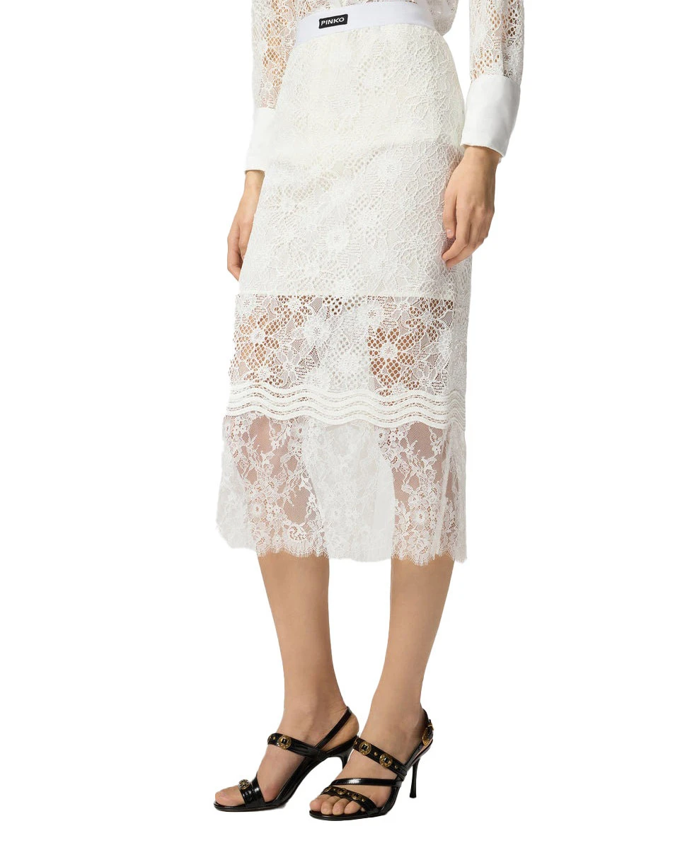 Lace Midi Skirt with Slits Gallery