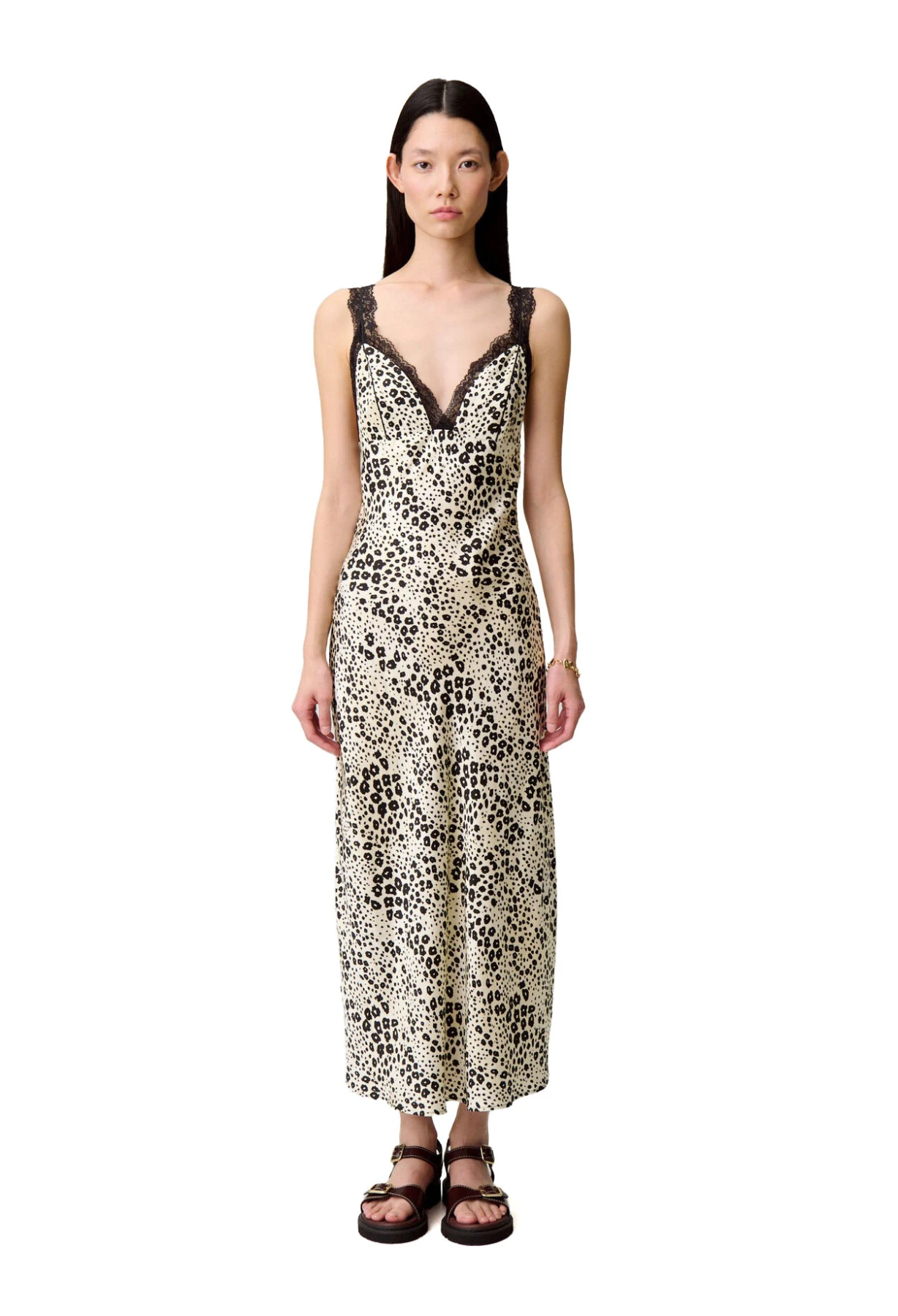 Satin Animal Print Sleeveless Dress Gallery