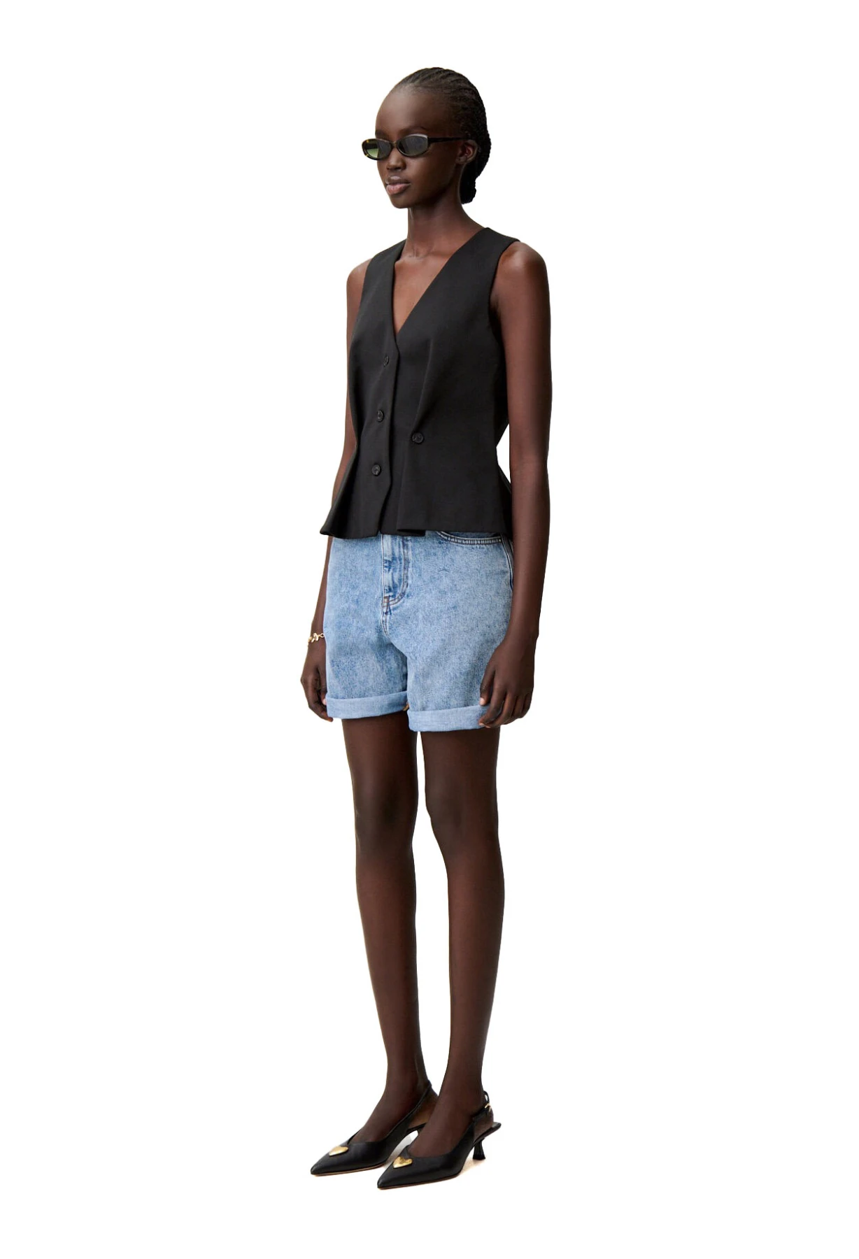 Sleeveless Buttoned Waistcoat Top Gallery