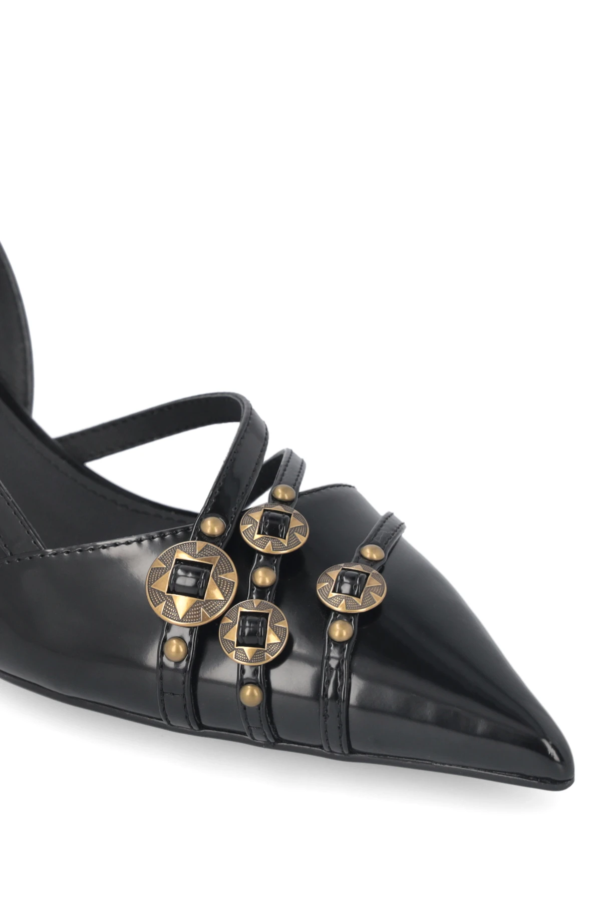 Jewelled Studded Leather Pump with Straps Gallery