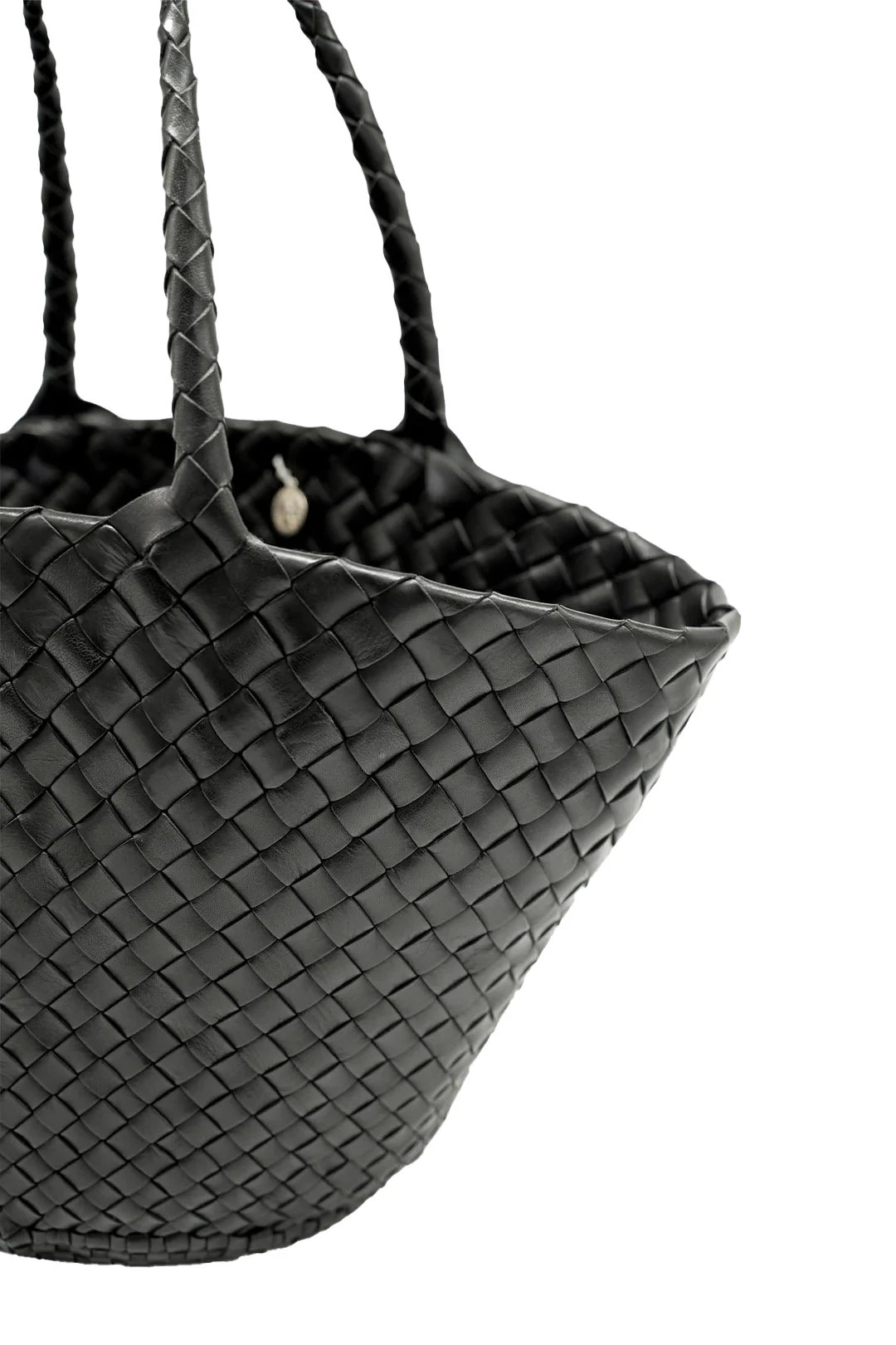 Woven Leather Fan-Shape Basket Tote Bag  Gallery