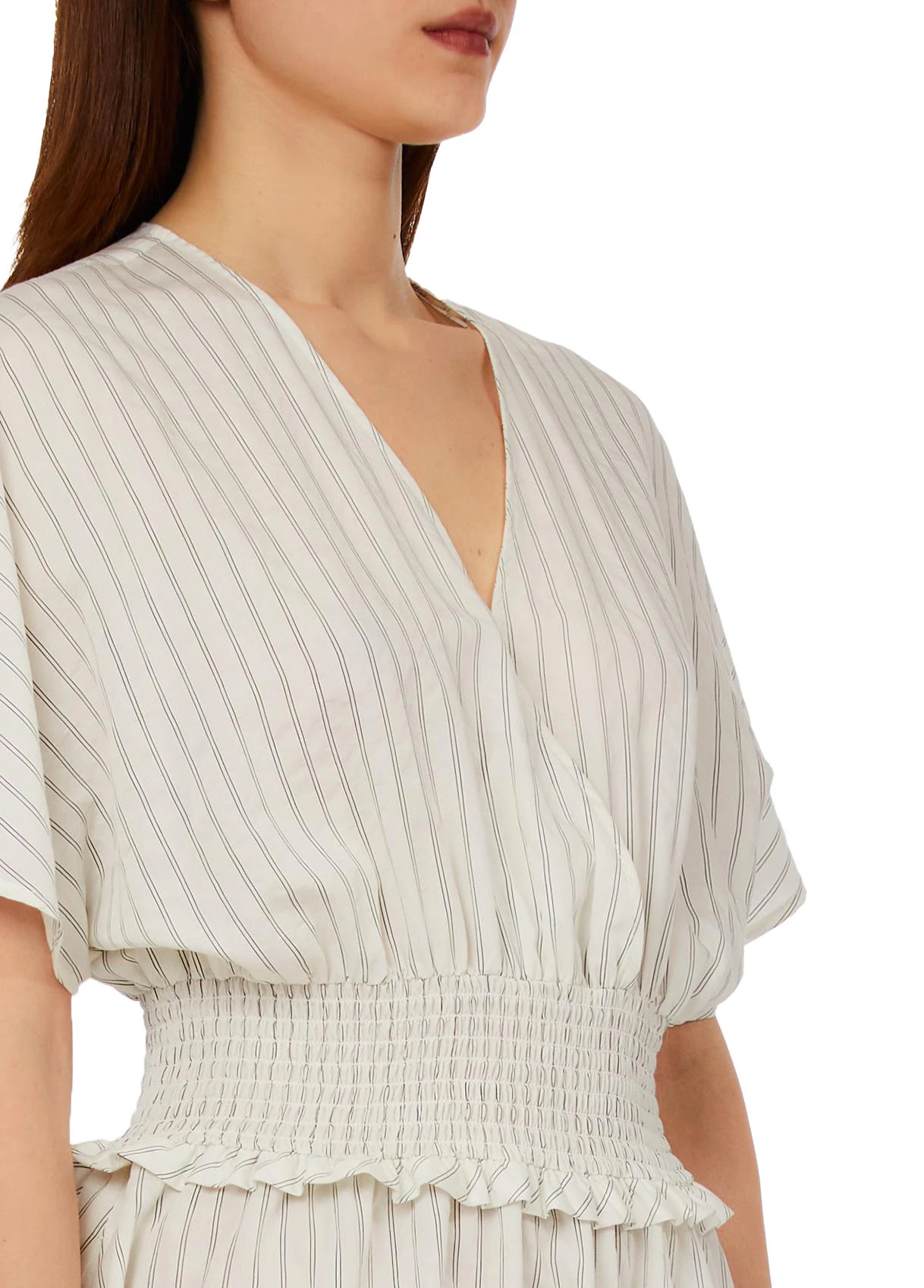 Striped V-Neck Smocked Midi Dress Gallery