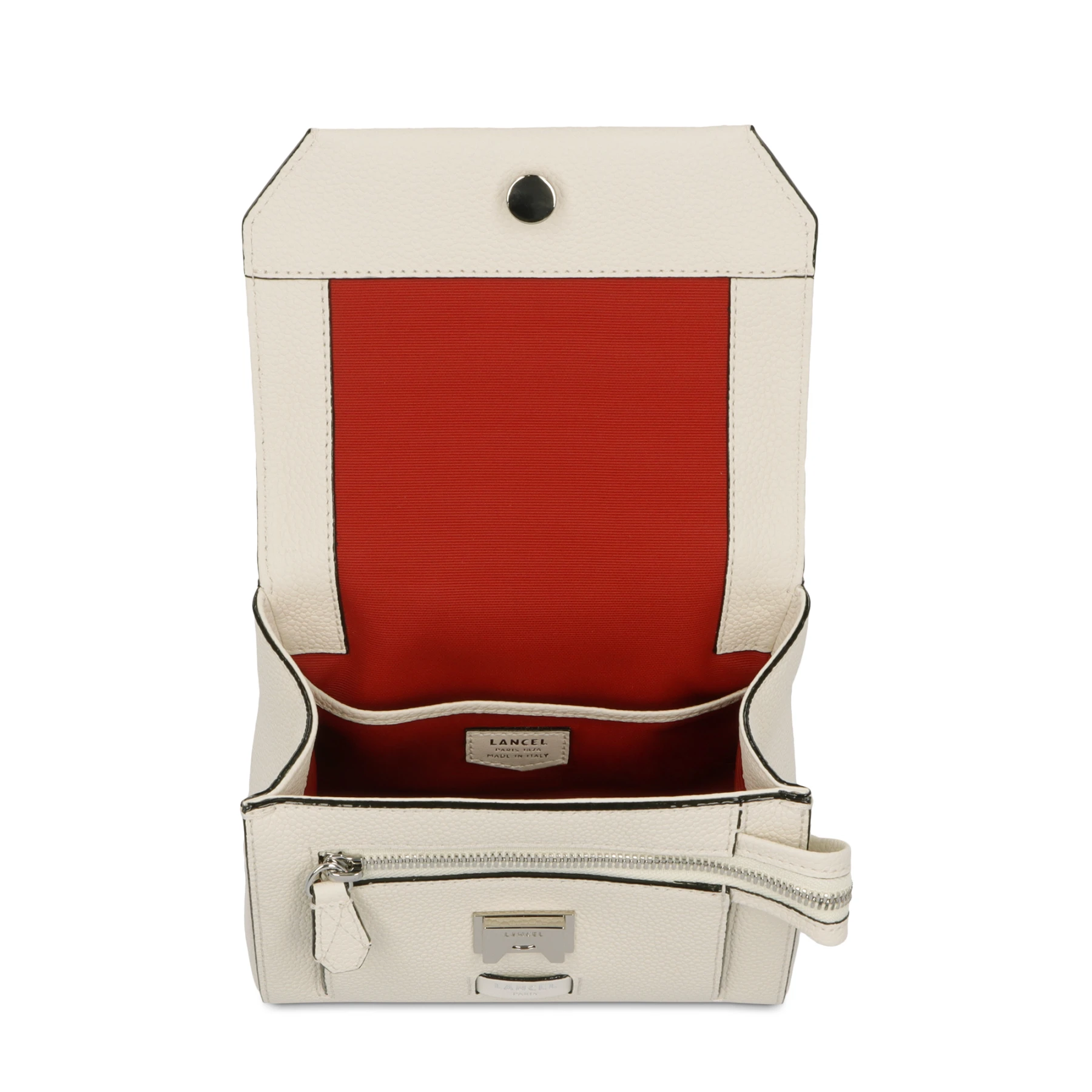 Small Grained Leather Crossbody Bag with Wide Logo Handle -  White Gallery