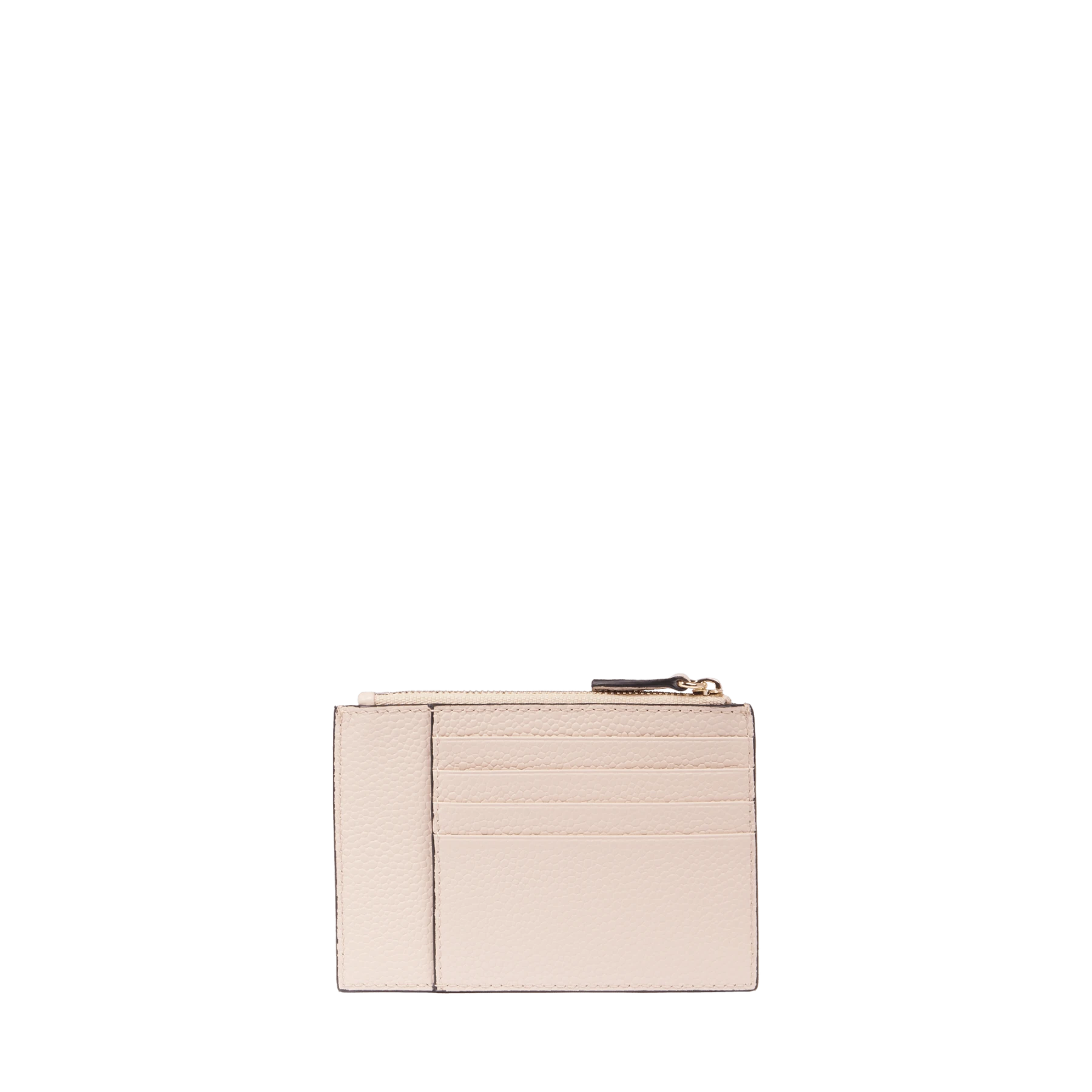 Logo Leather Zipper Card Holder - Beige  Gallery