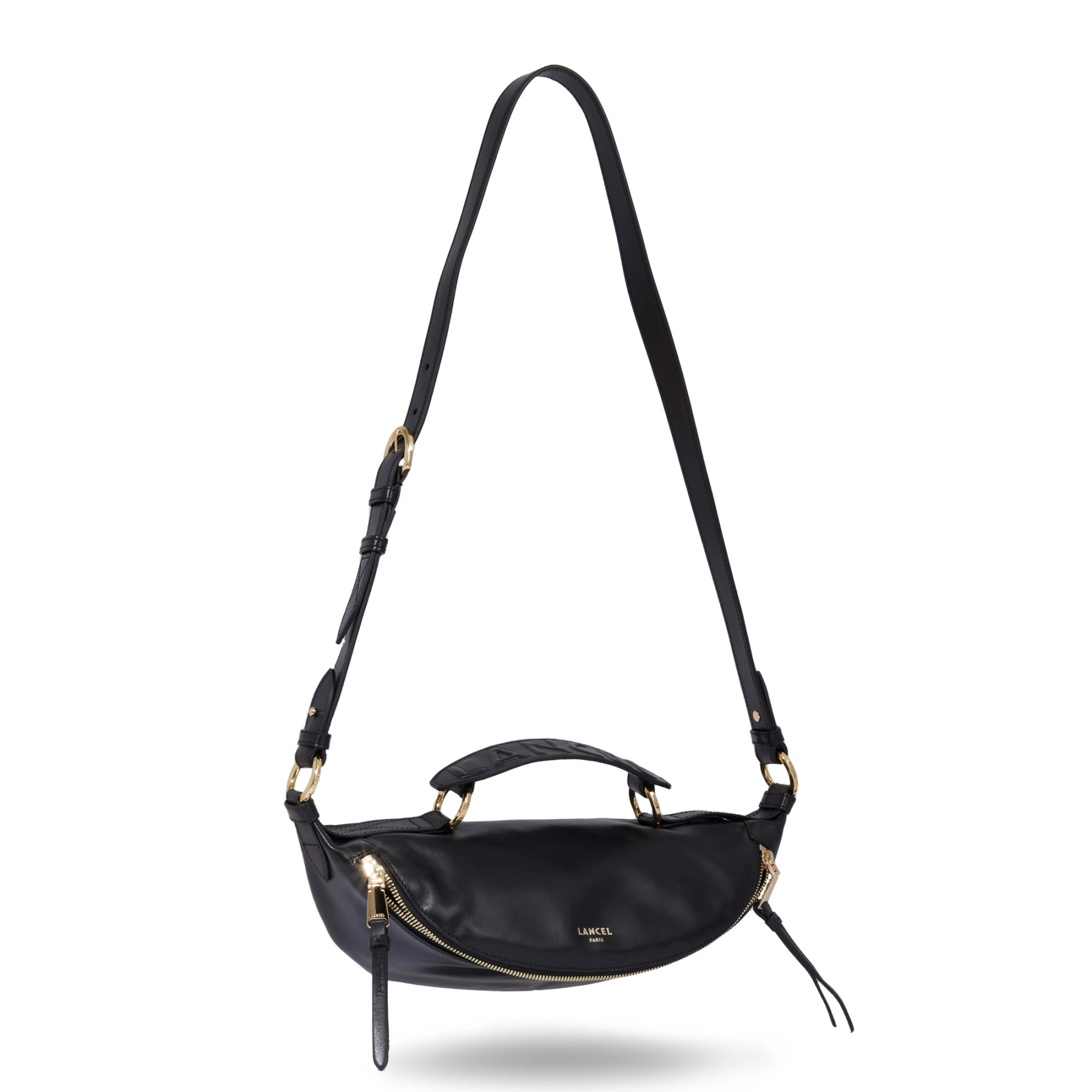 Mini Origami Smooth Leather Crossbody Bag - Black Gallery