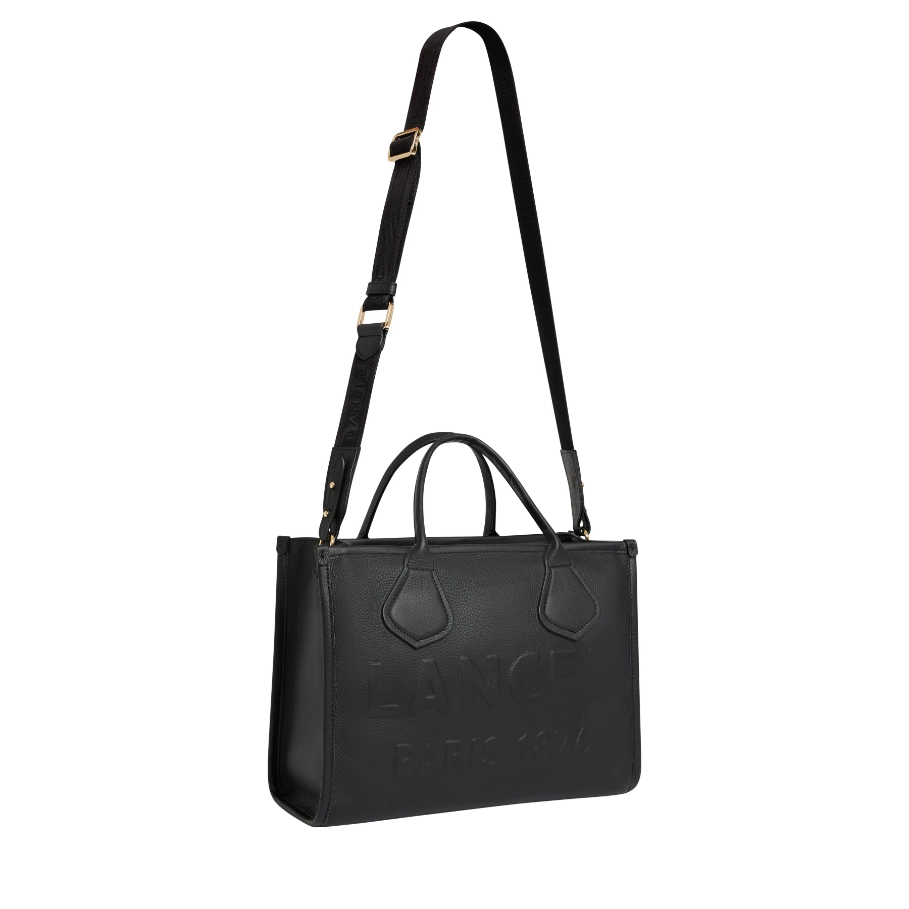 Black Medium Grained Leather Tote Bag Gallery