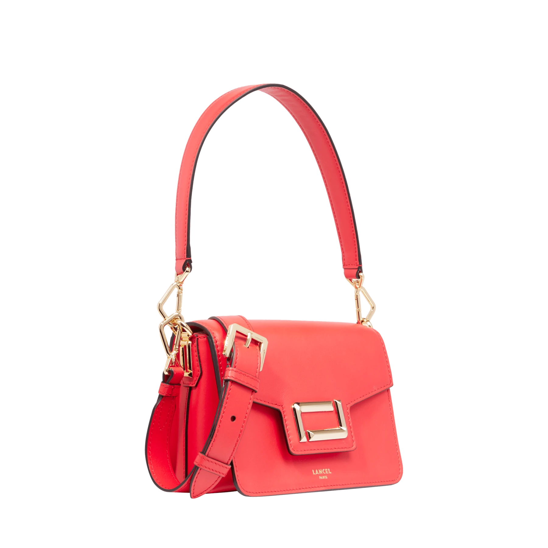 Red Small Smooth Cowhide Leather Flap Shoulder Bag Gallery