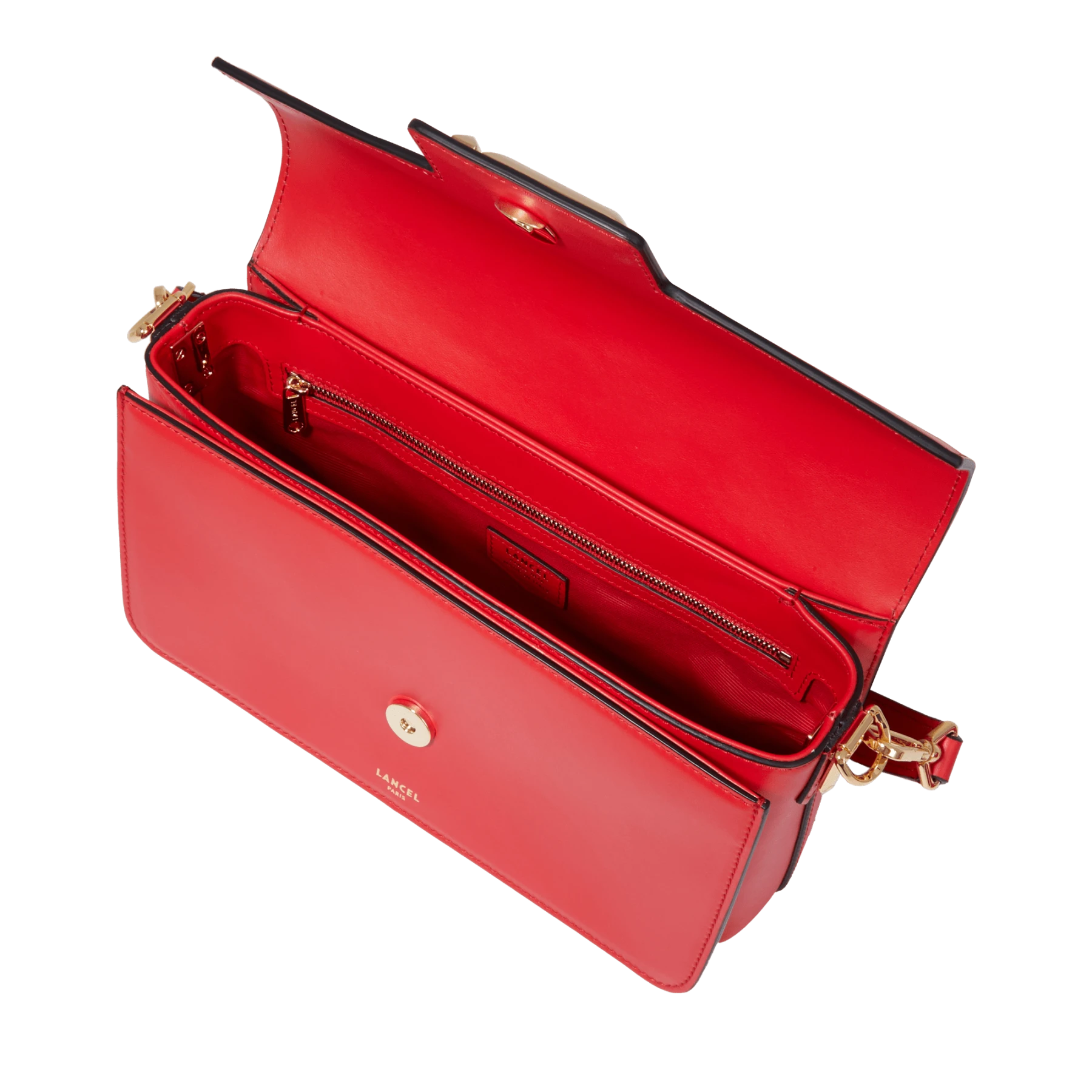Red Medium Smooth Cowhide Leather Flap Shoulder Bag Gallery