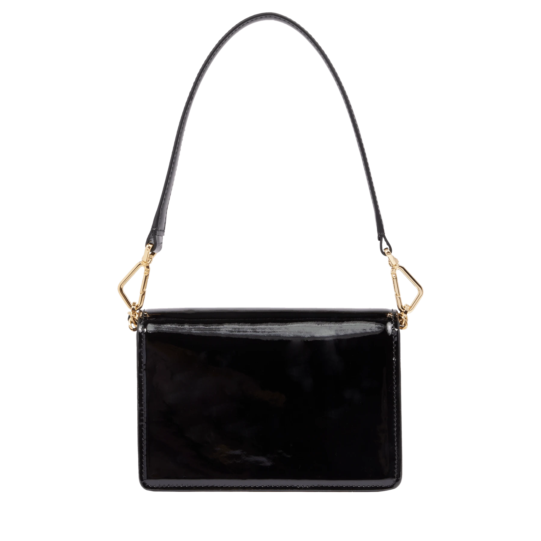 Black Patent Leather Flap Shoulder Bag with Chain Gallery