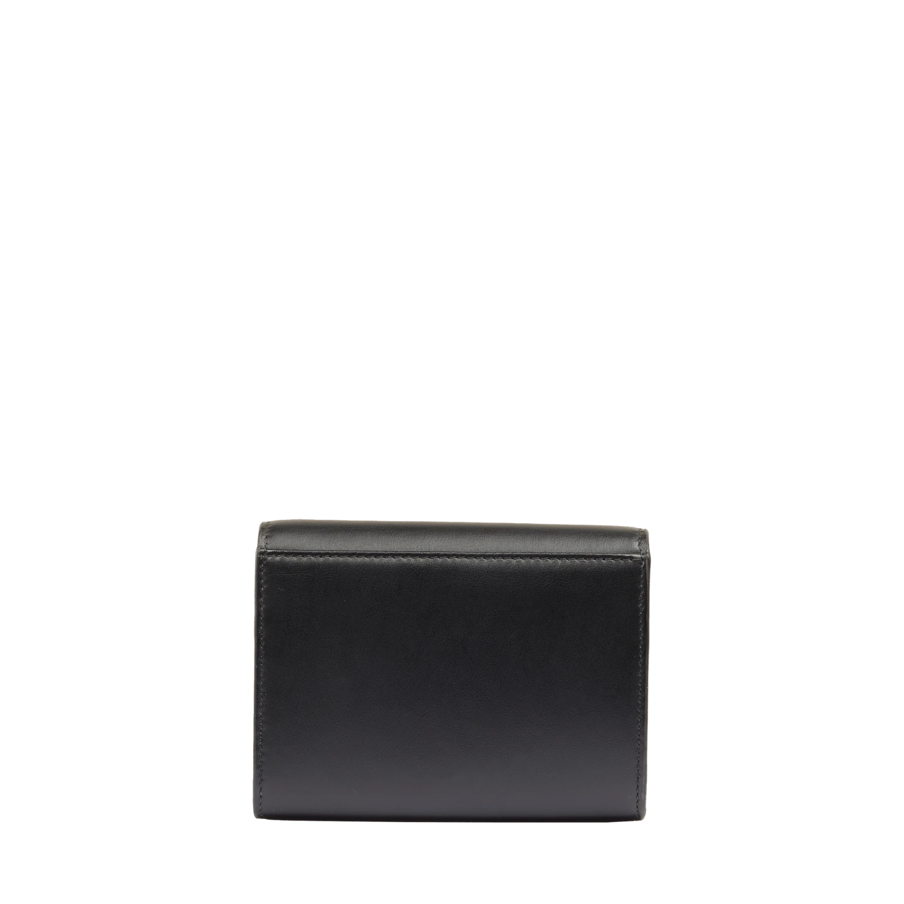 Black Smooth Leather Rectangular Flap Compact Wallet Gallery