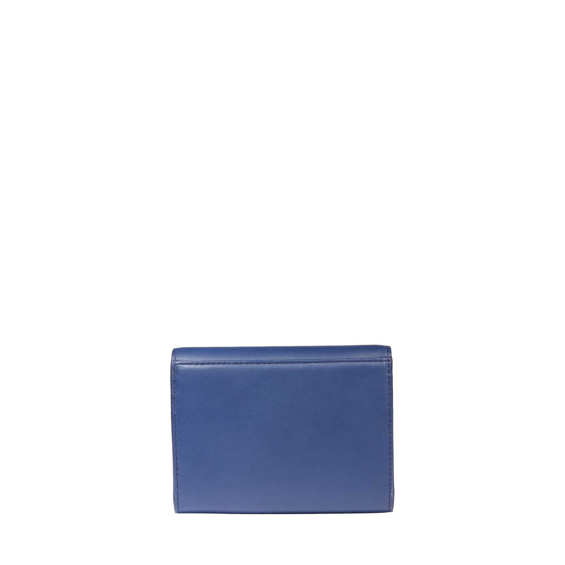 Blue Smooth Leather Rectangular Flap Compact Wallet Gallery