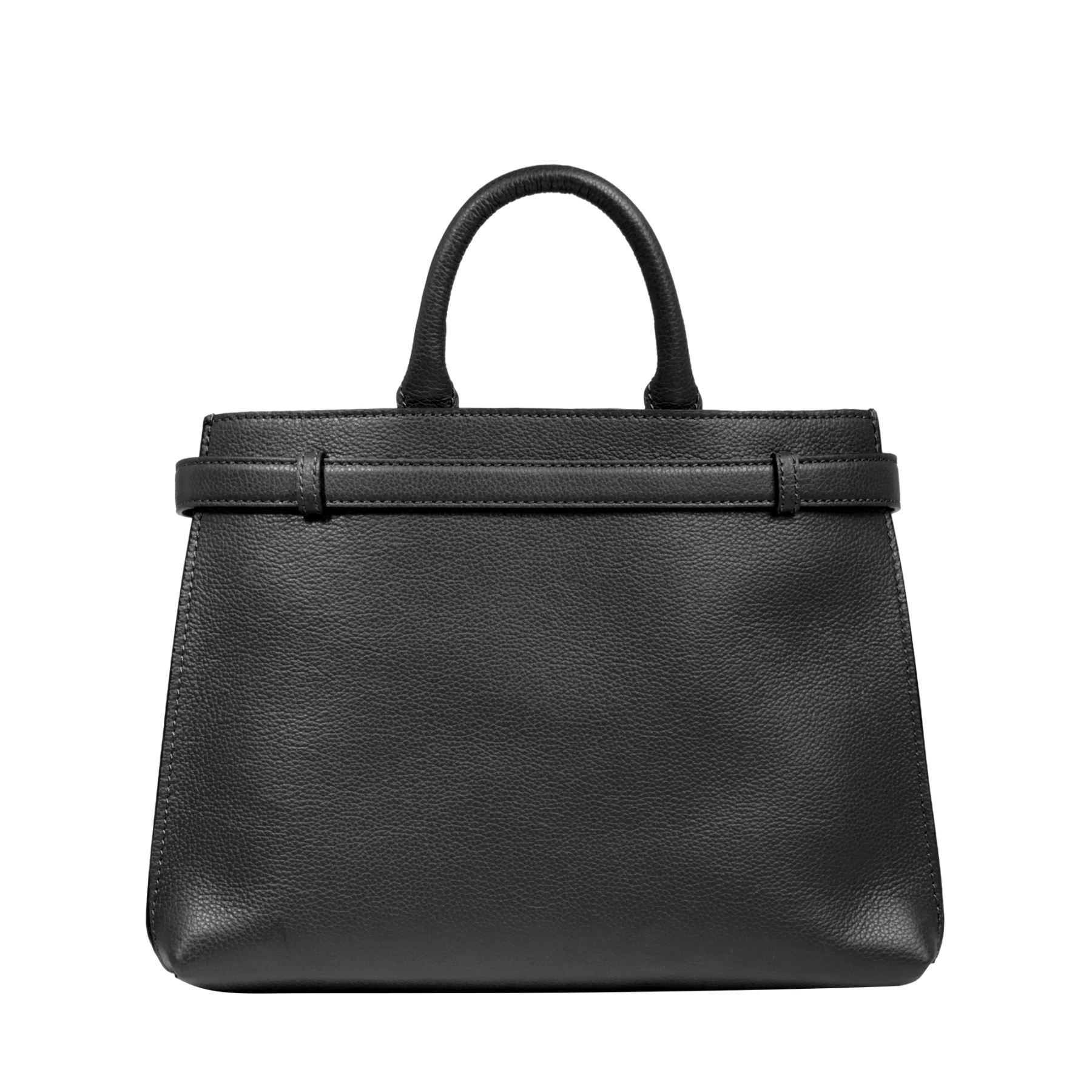 Black Medium Grained Leather Tote Bag Gallery