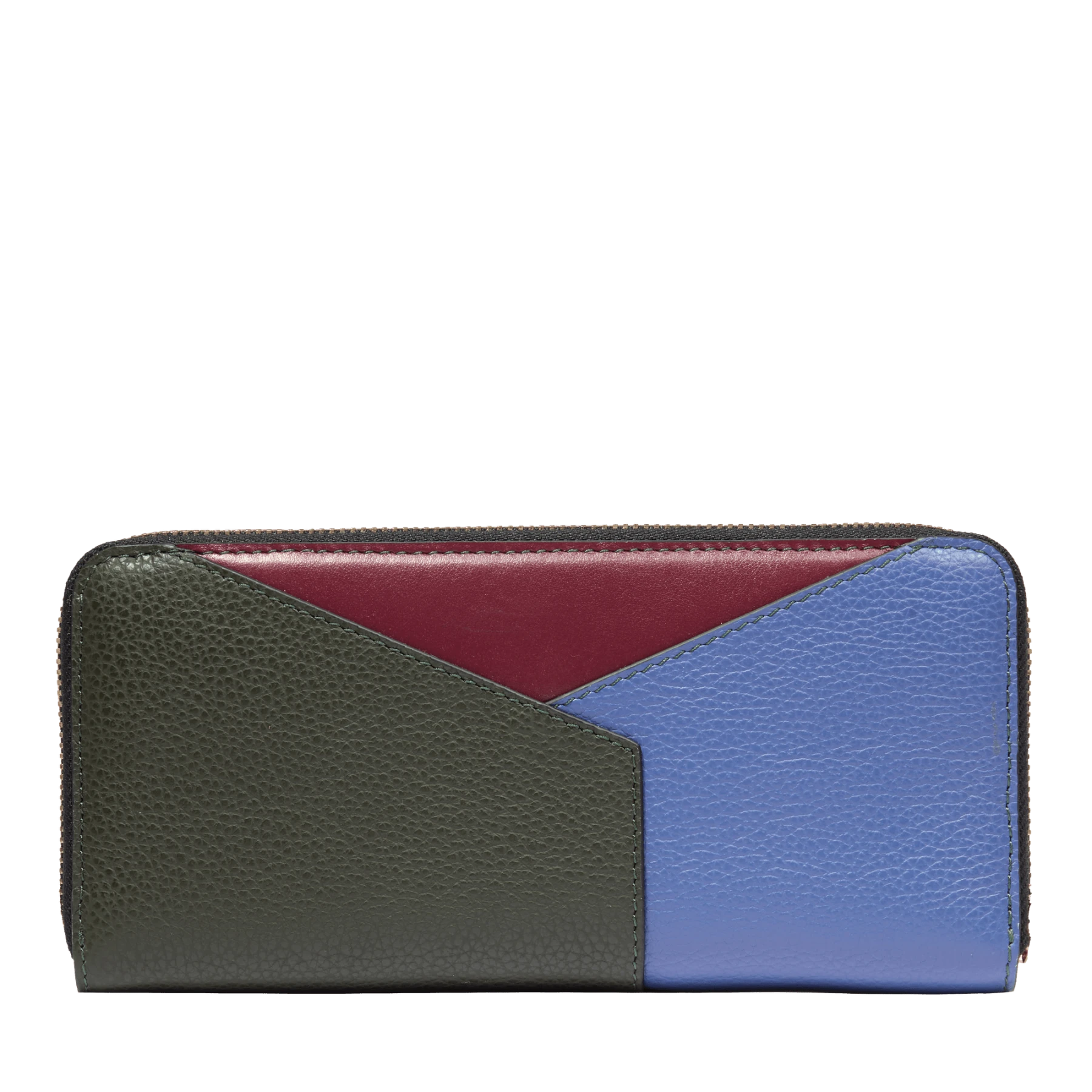 Green Geometric Panelled Leather Wallet Gallery