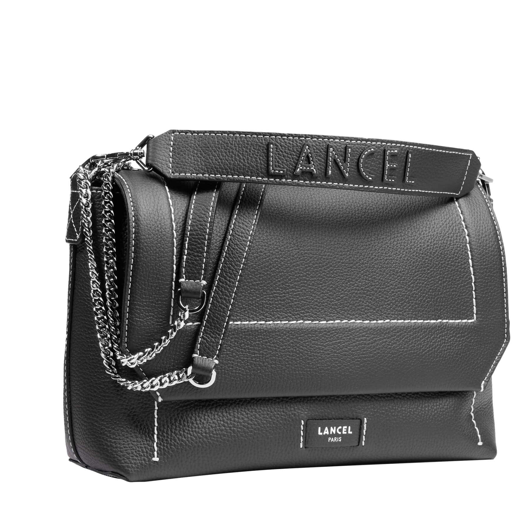 Black Medium Leather Flap Shoulder Bag Gallery