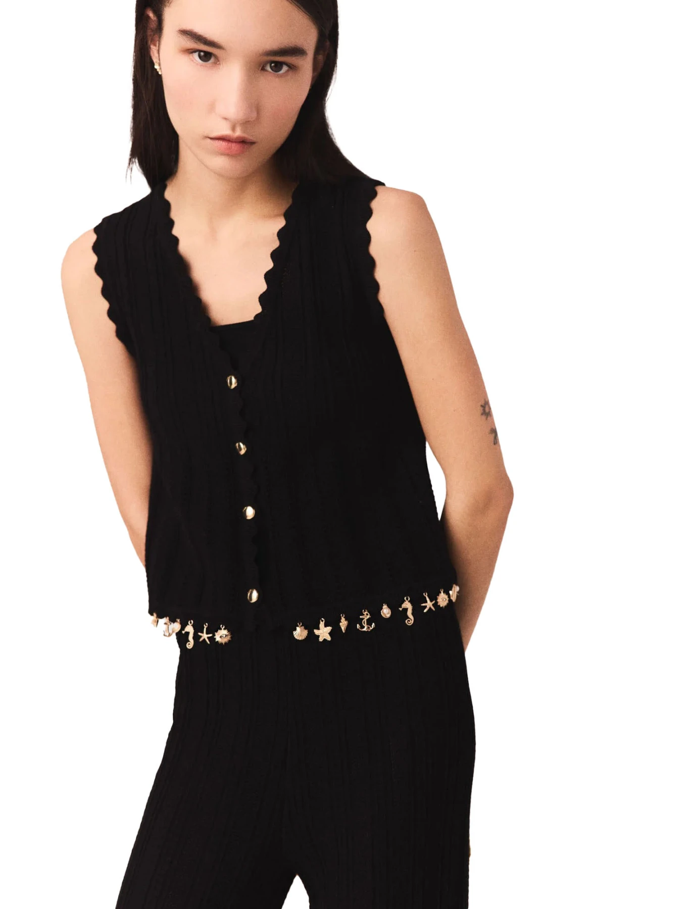 Gold-Embellished Knit Cardigan Gallery