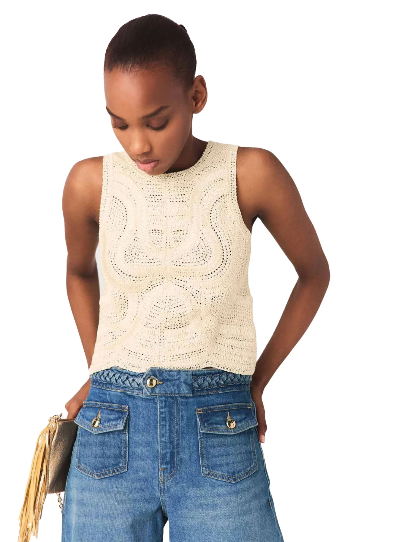 Sleeveless Crochet-Knit Top Gallery