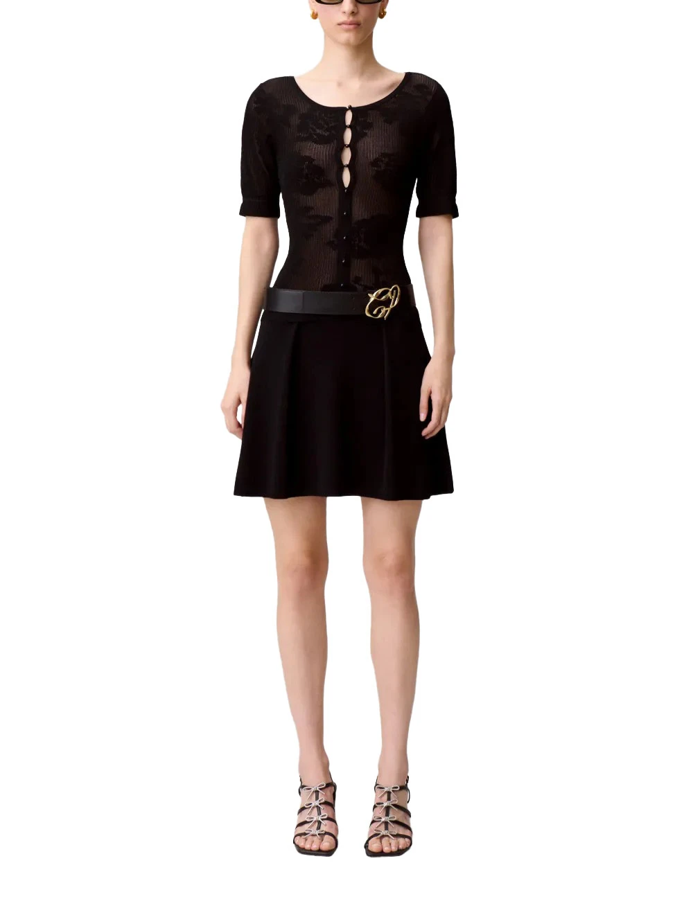 Button-fastening Short Sleeve  Mini Dress Gallery