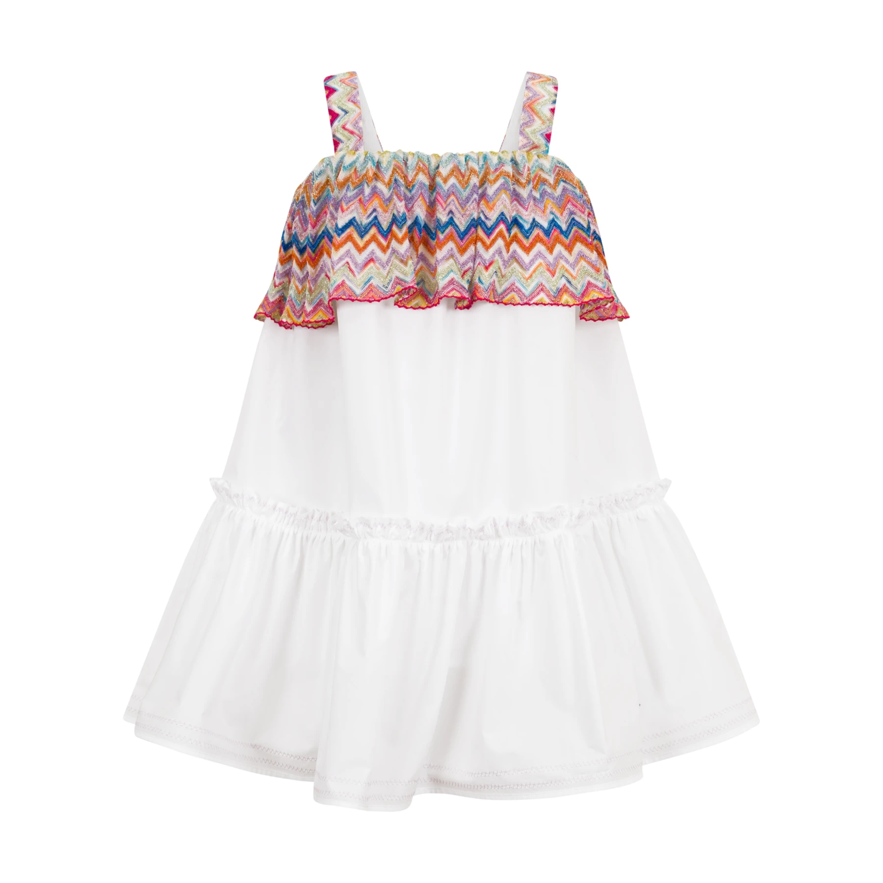 Sleeveless Zig Zag Trim Cotton Dress Gallery