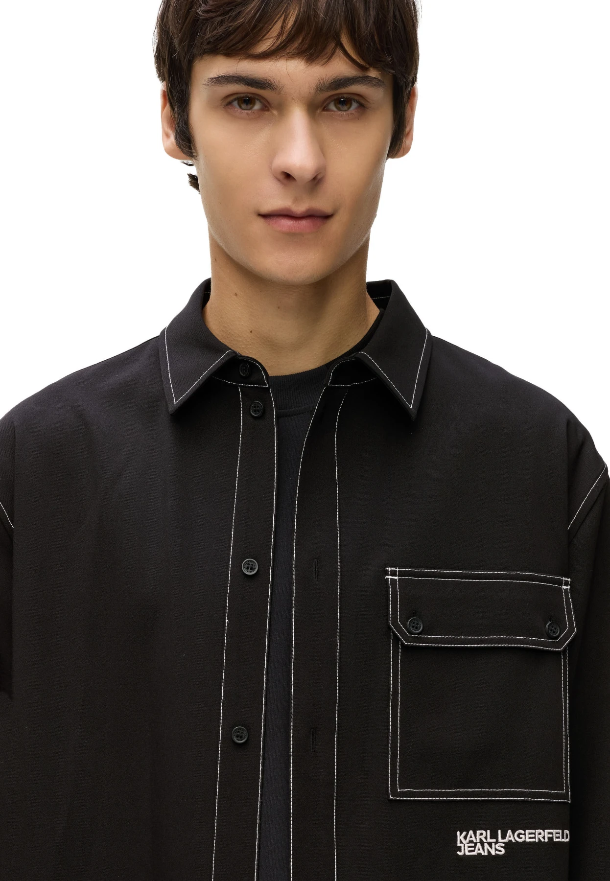 Contrast Stitch Long Sleeve Shirt Gallery