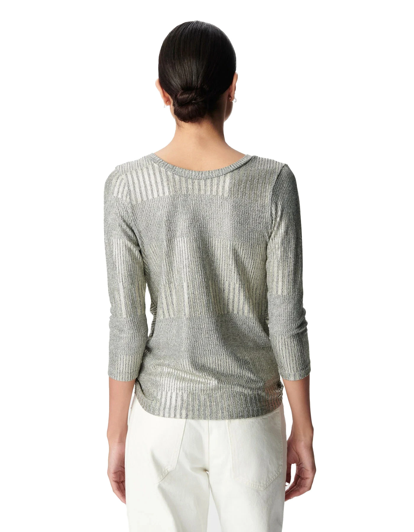 Rib Knit T-shirt With Fixed Back Knot Gallery