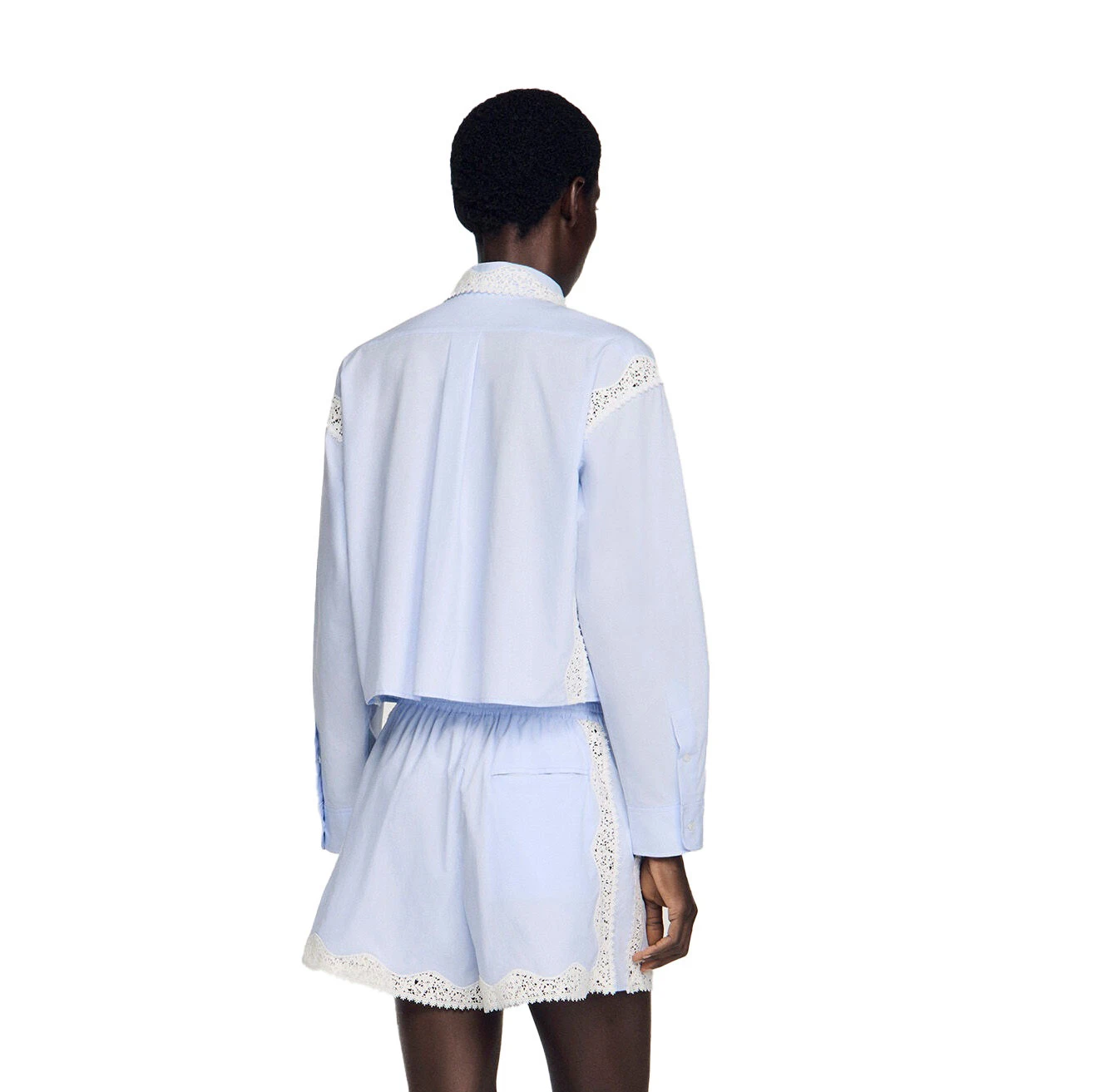 Cropped Shirt With White Lace Trim Gallery