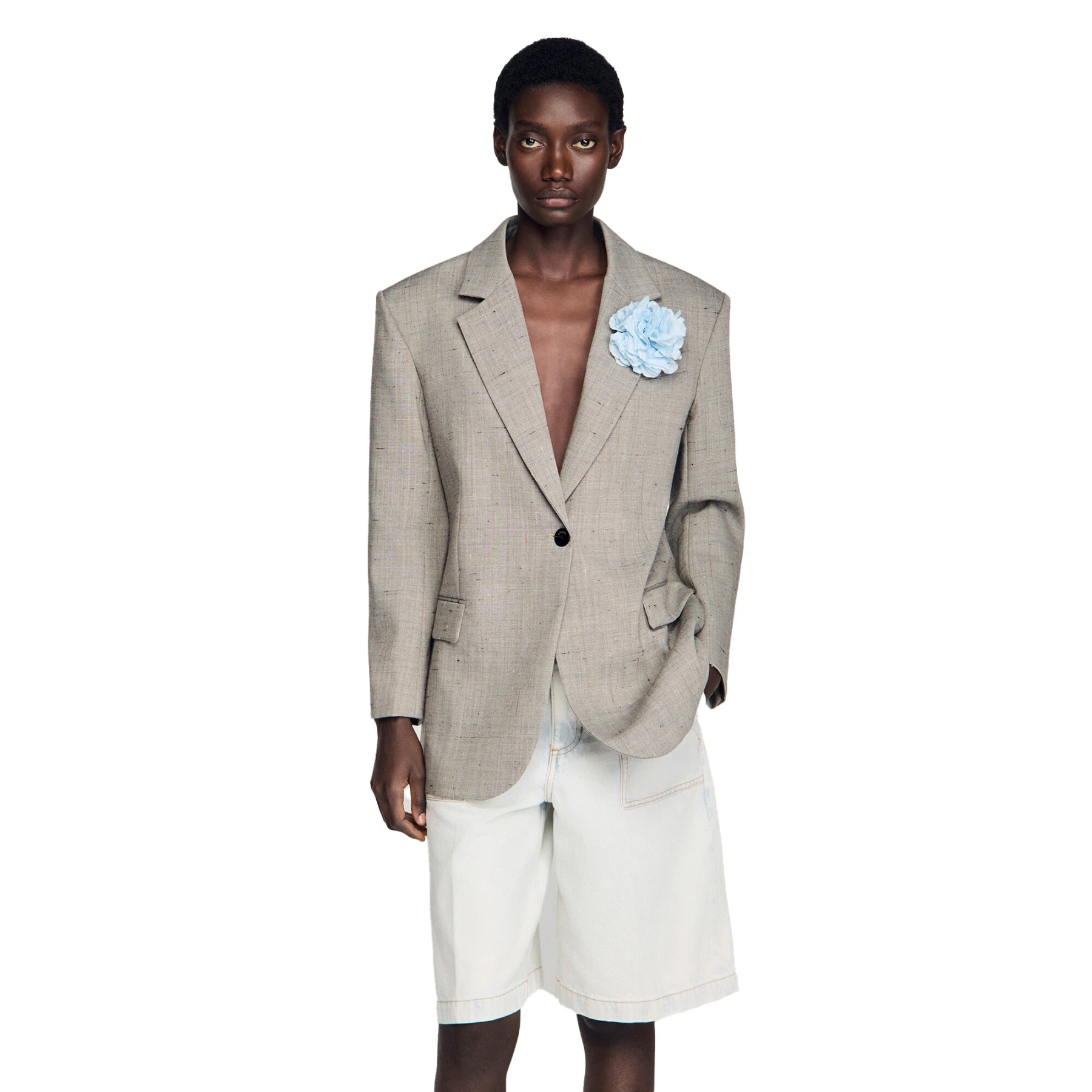 Checked Wool Jacket With Brooch Gallery