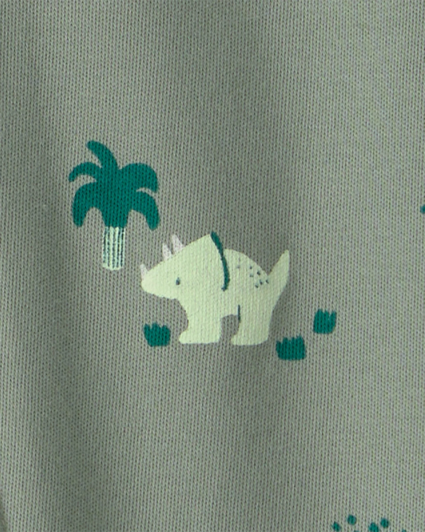 Baby Boy Dinosaur 2-Way Zip 100% Cotton Sleeper - Green Gallery