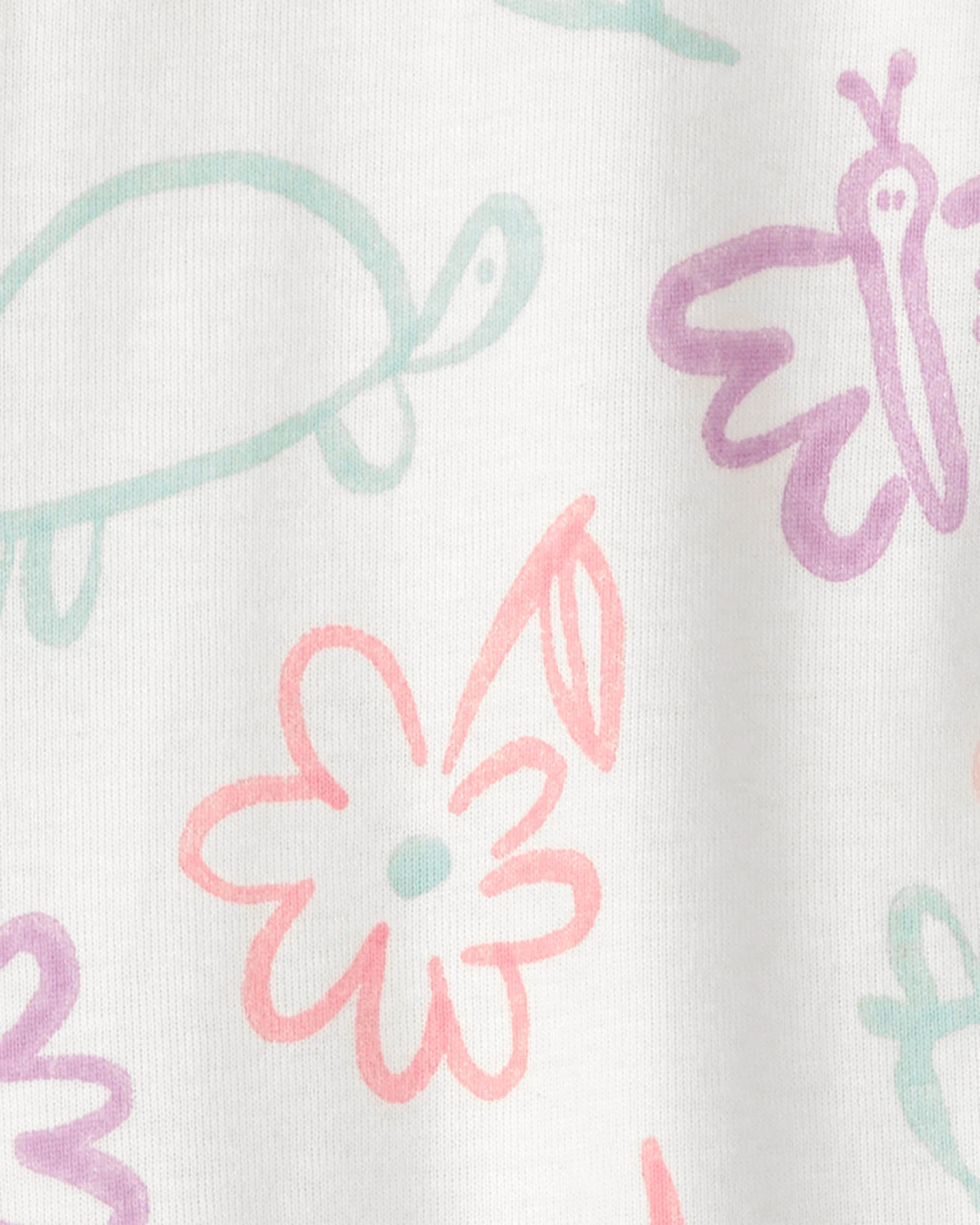  Baby Girl Floral 100% Cotton Snug Fit 1-Piece Pyjama Set - White Gallery