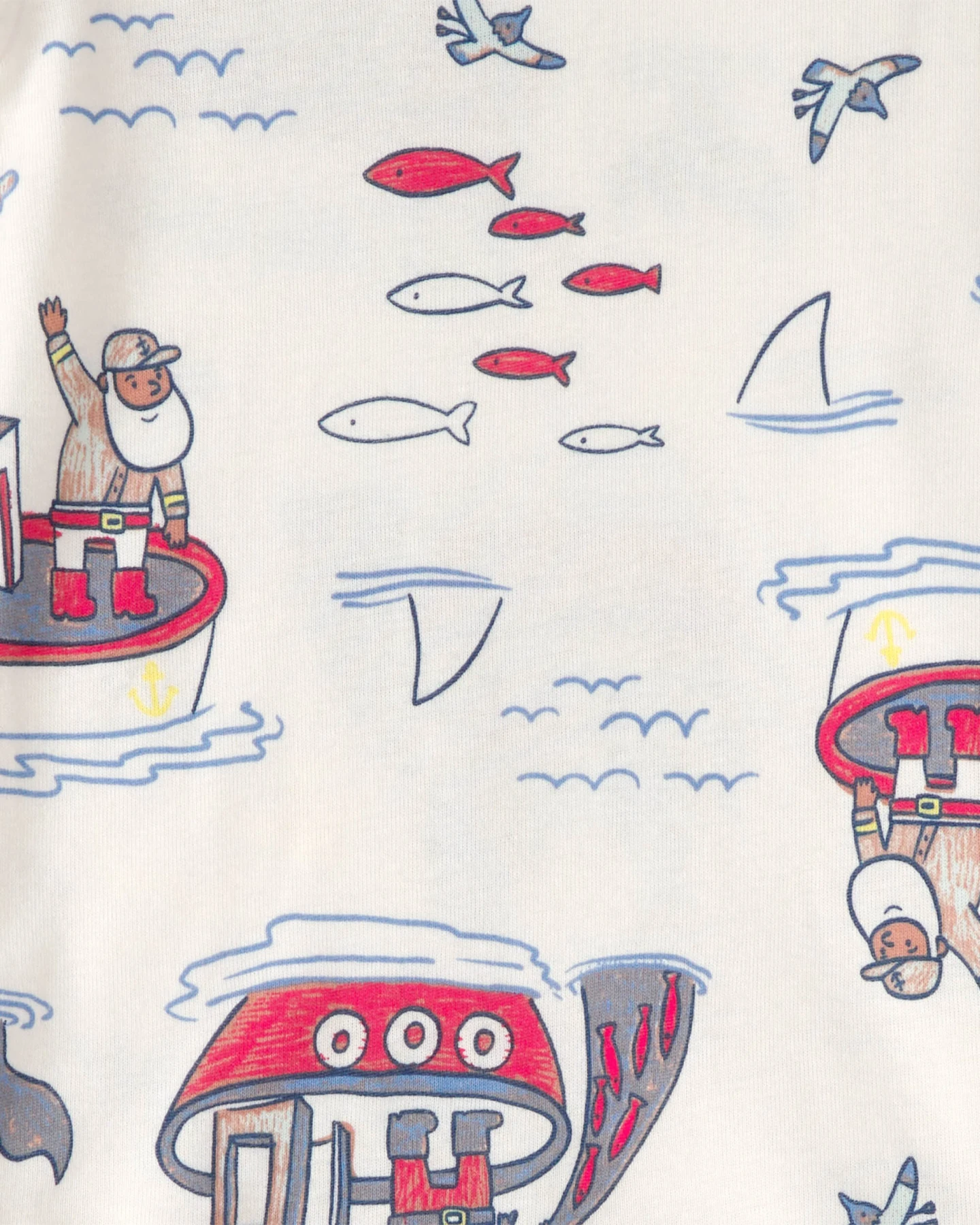  Toddler Boy Anchor 100% Cotton Snug Fit 4-Piece Pyjama Set - Blue/Cream Gallery