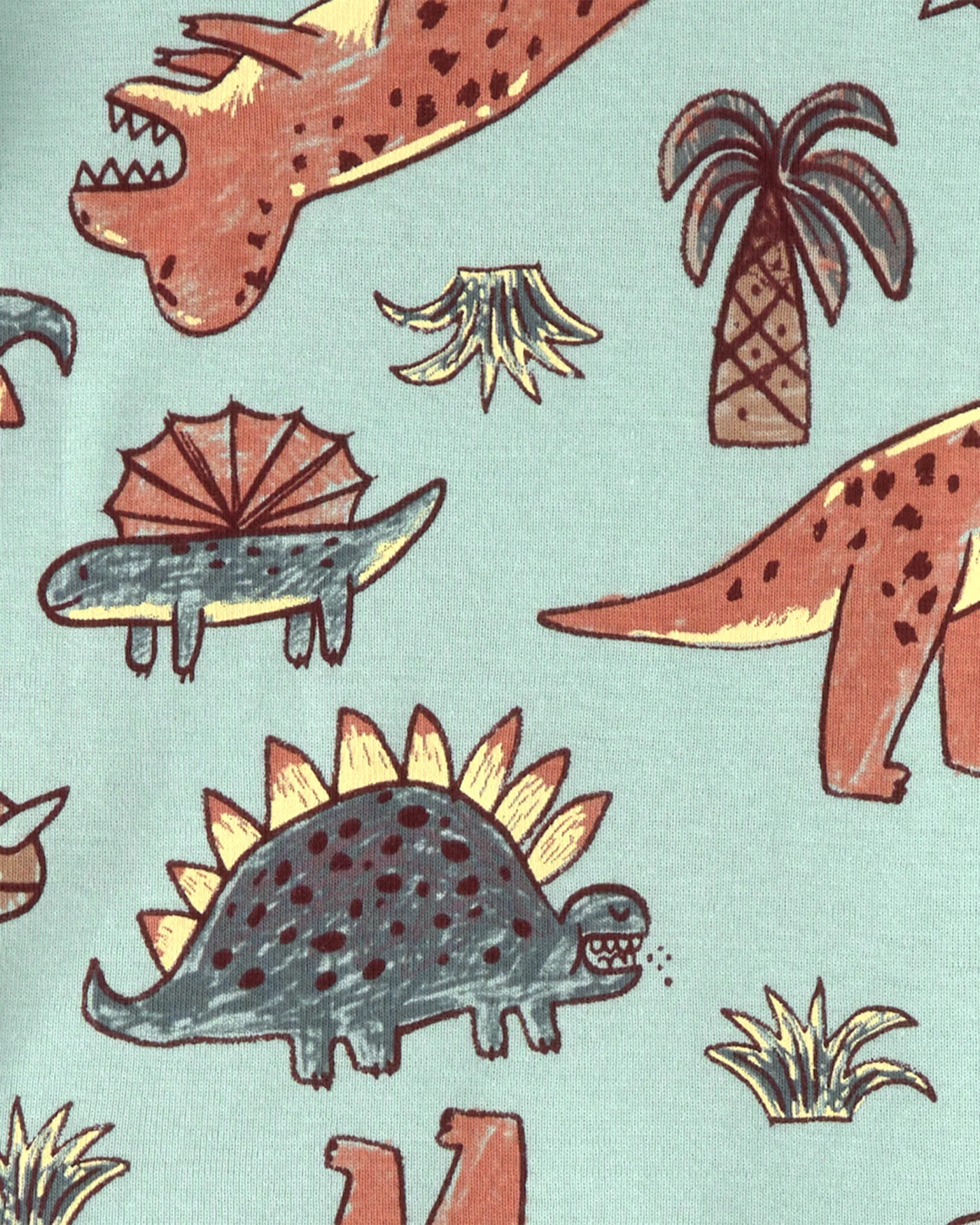  Toddler Boy Dinosaur 100% Cotton Snug Fit 4-Piece Pyjama Set - Blue/Grey Gallery