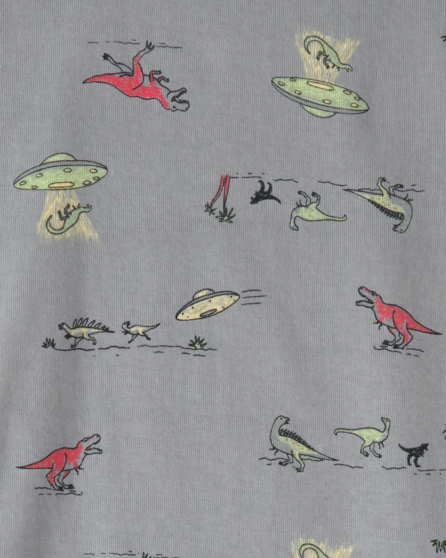  Boys Dinosaur 100% Cotton Snug Fit 4-Piece Pyjama Set - Green/Grey Gallery