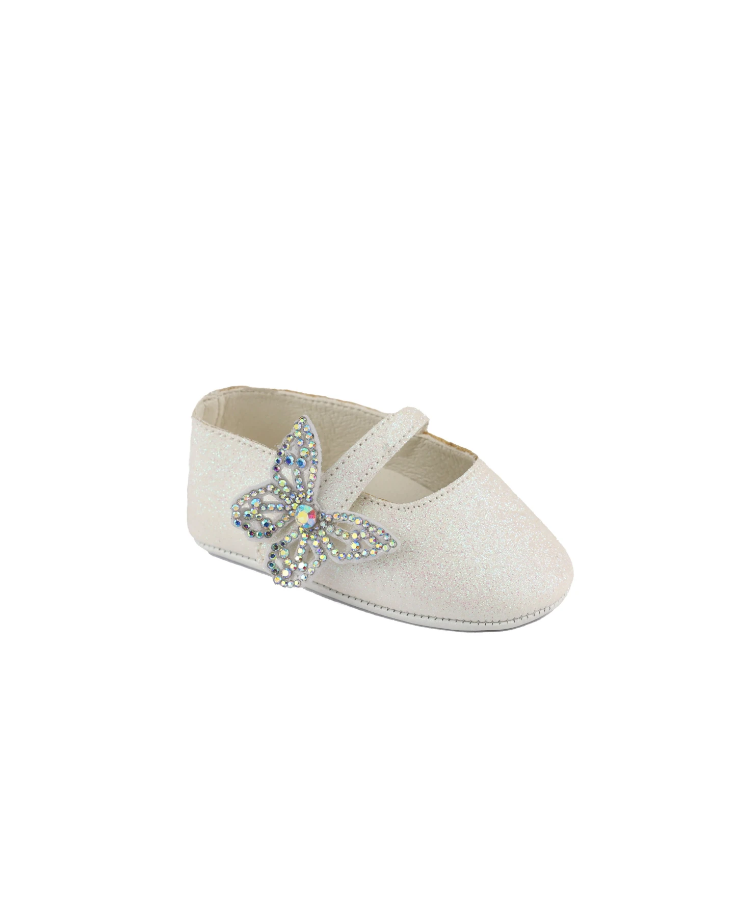 Strassed Butterfly Embellished Single Strap Velcro Ballerinas Gallery